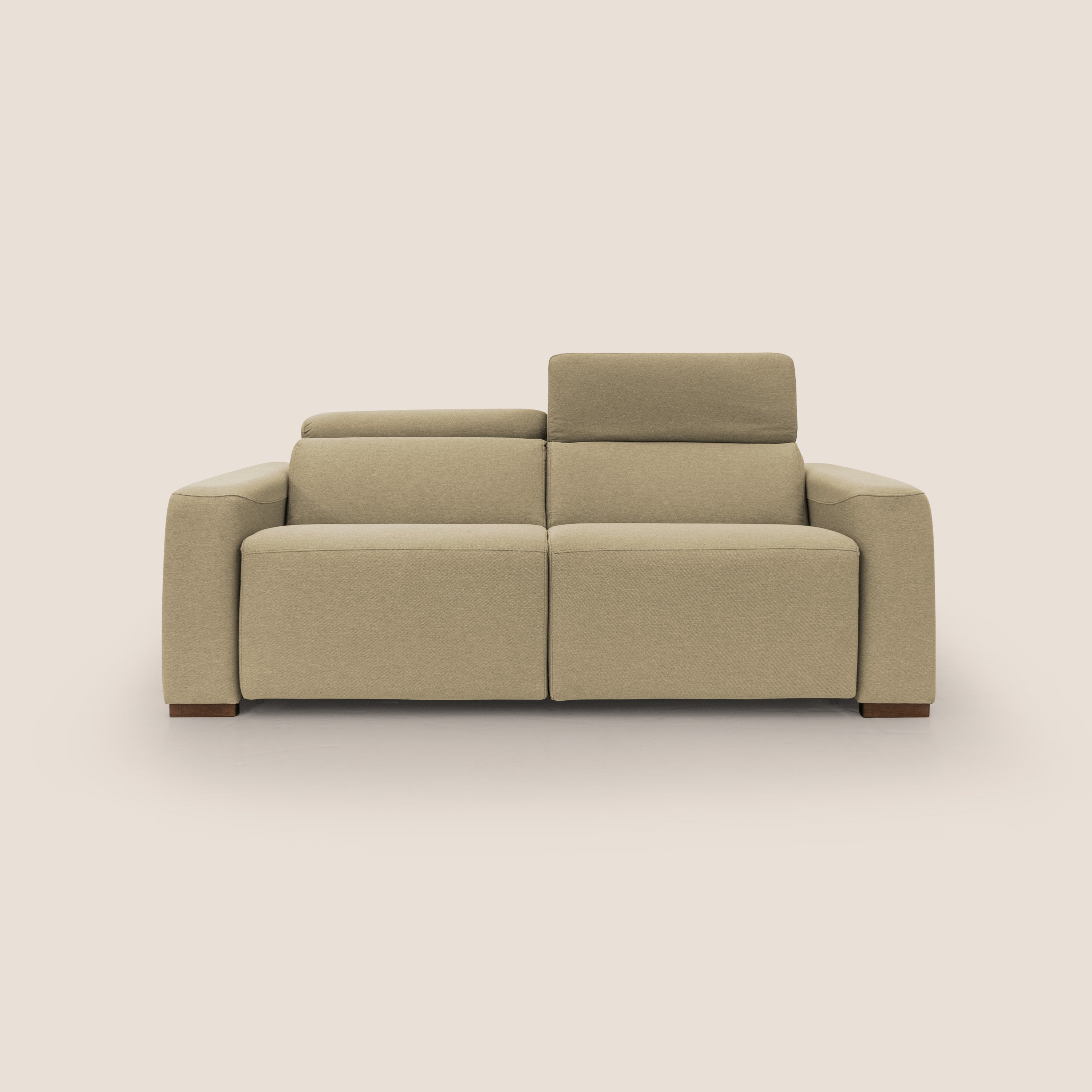 Poseidon divano letto + relax elettrico in tessuto smacchiabile impermeabile T05 cammello - divani.store