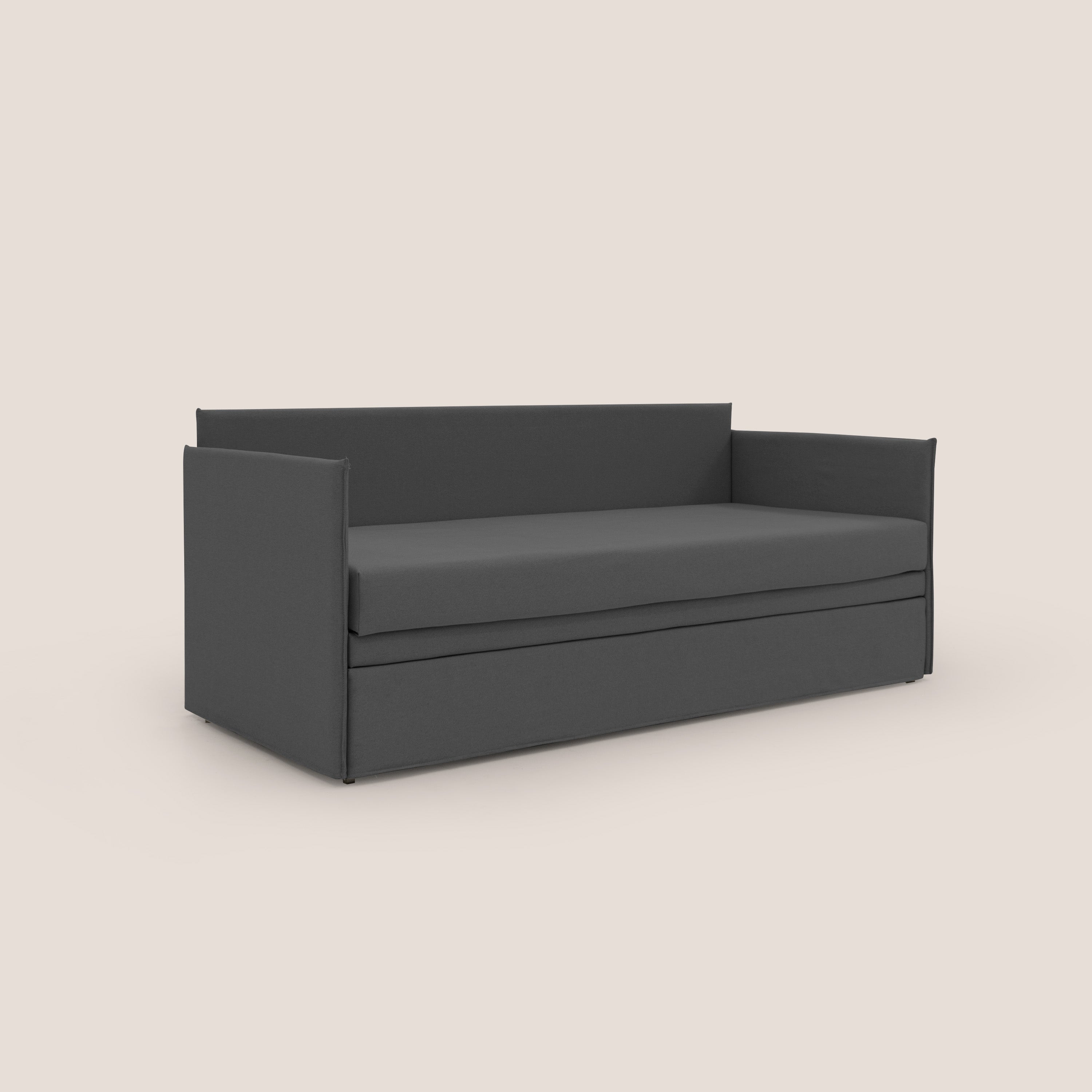 Brenta Divano duplex con doppio letto in tessuto simil cotone impermeabile T13 antracite - divani.store