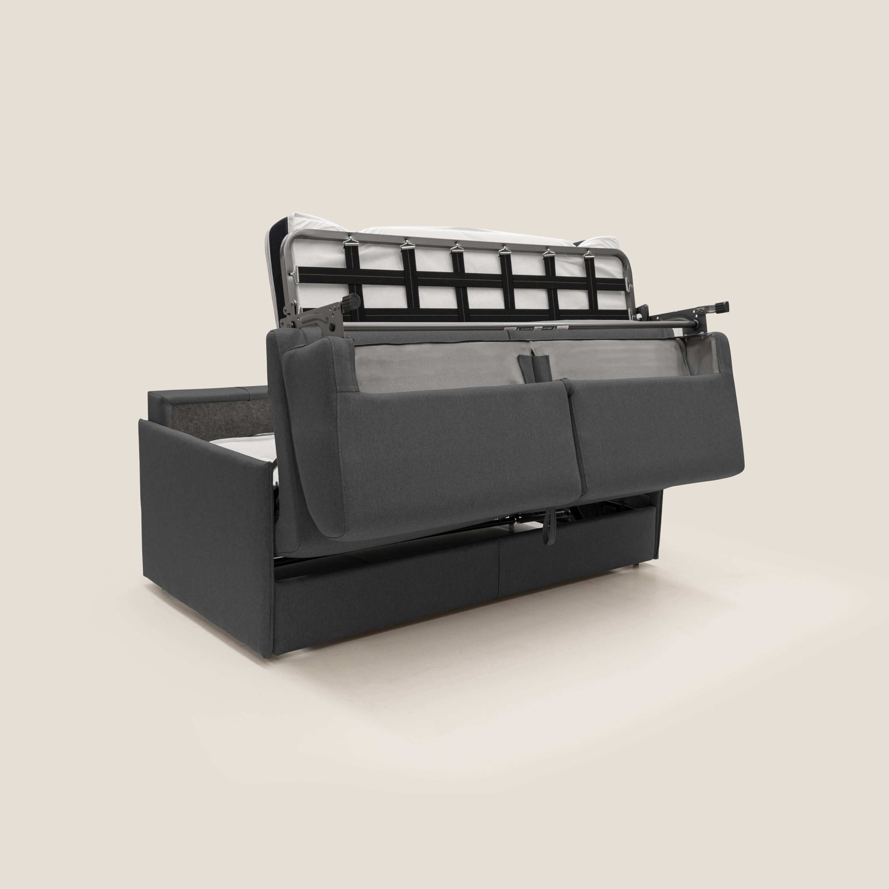 Evans Divano letto matrimoniale in tessuto impermeabile T13 antracite - divani.store