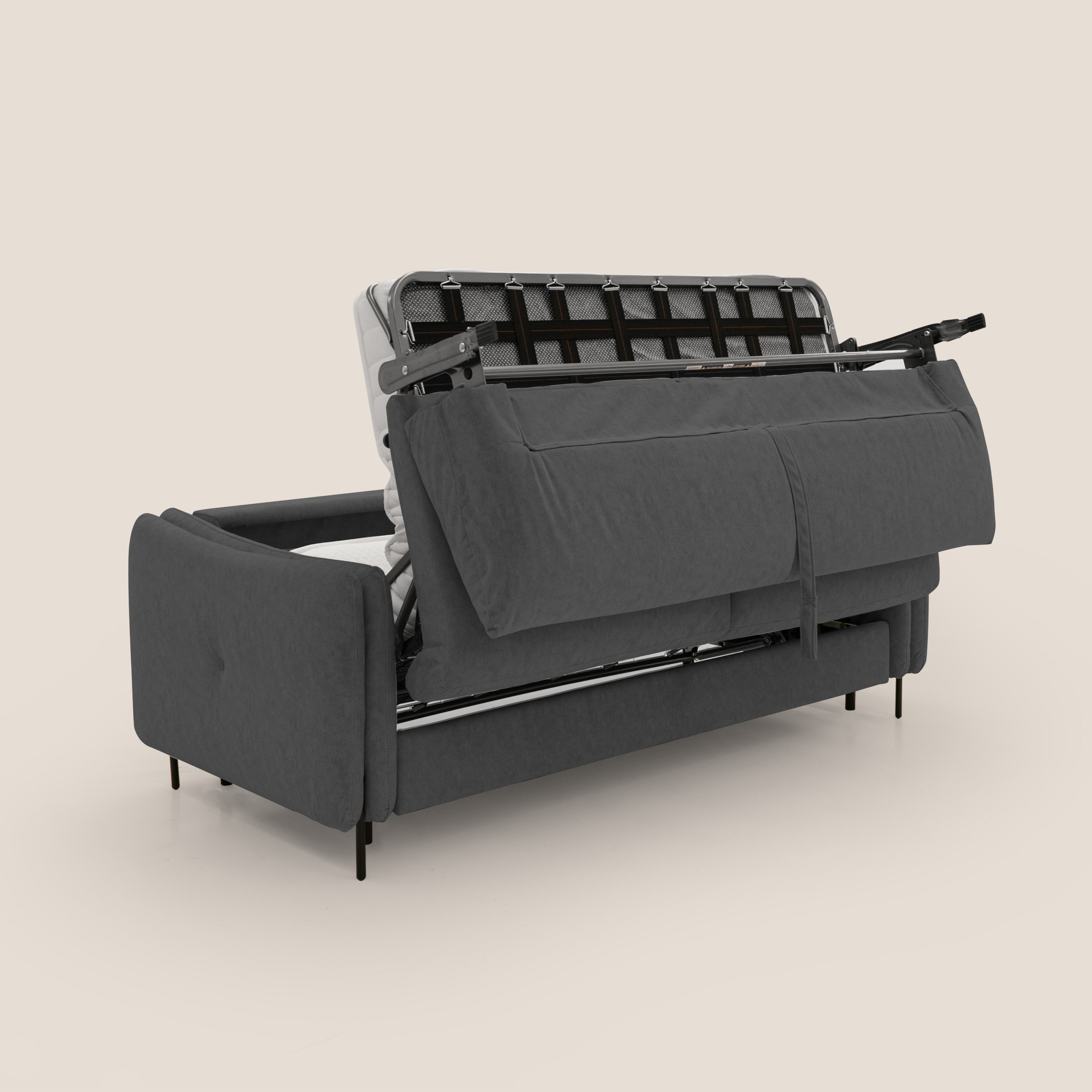 Gregory Divano letto con materasso h18 cm in microfibra effetto velluto impermeabile T09 antracite - divani.store