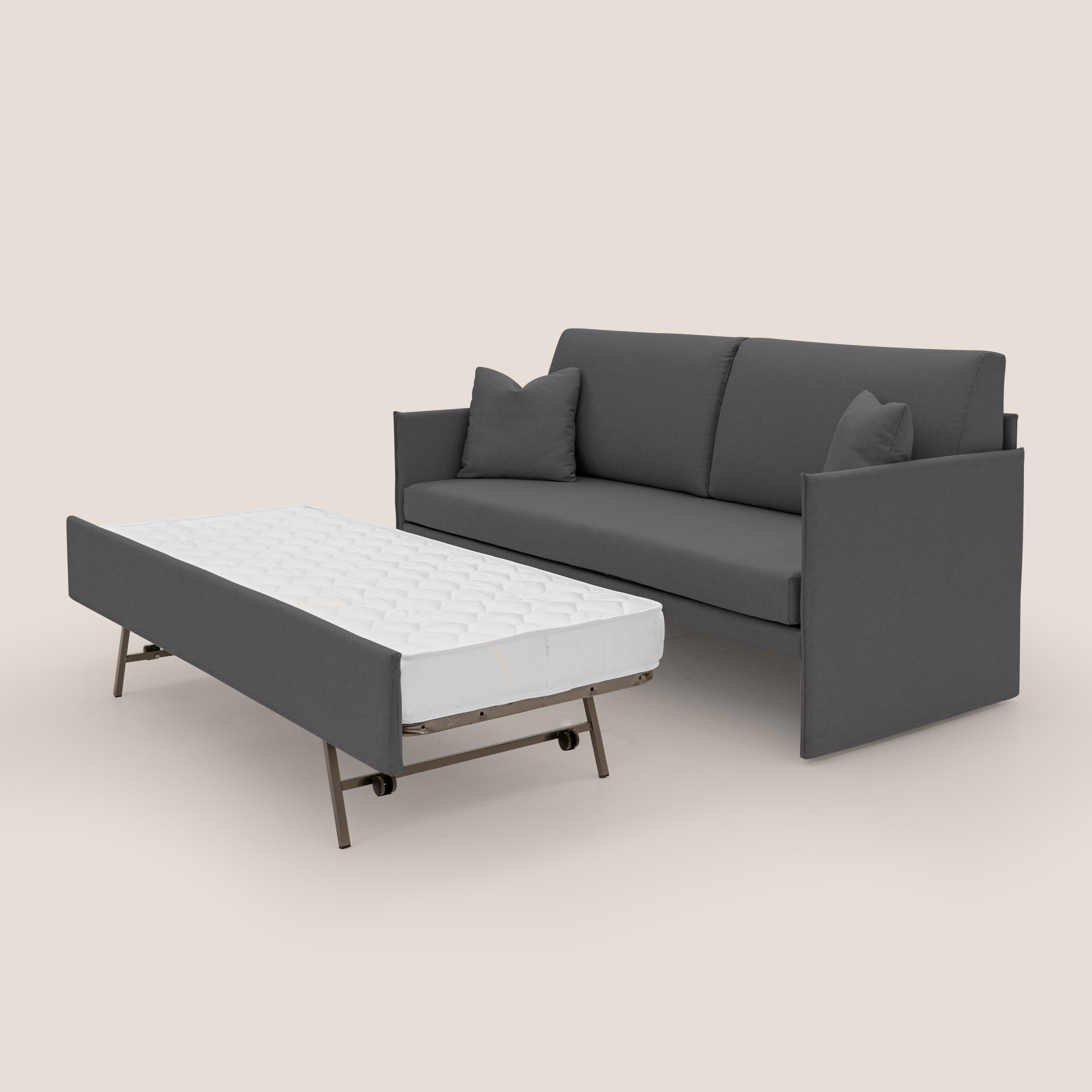 Tortona Divano duplex con doppio letto in tessuto simil cotone impermeabile T13 antracite - divani.store