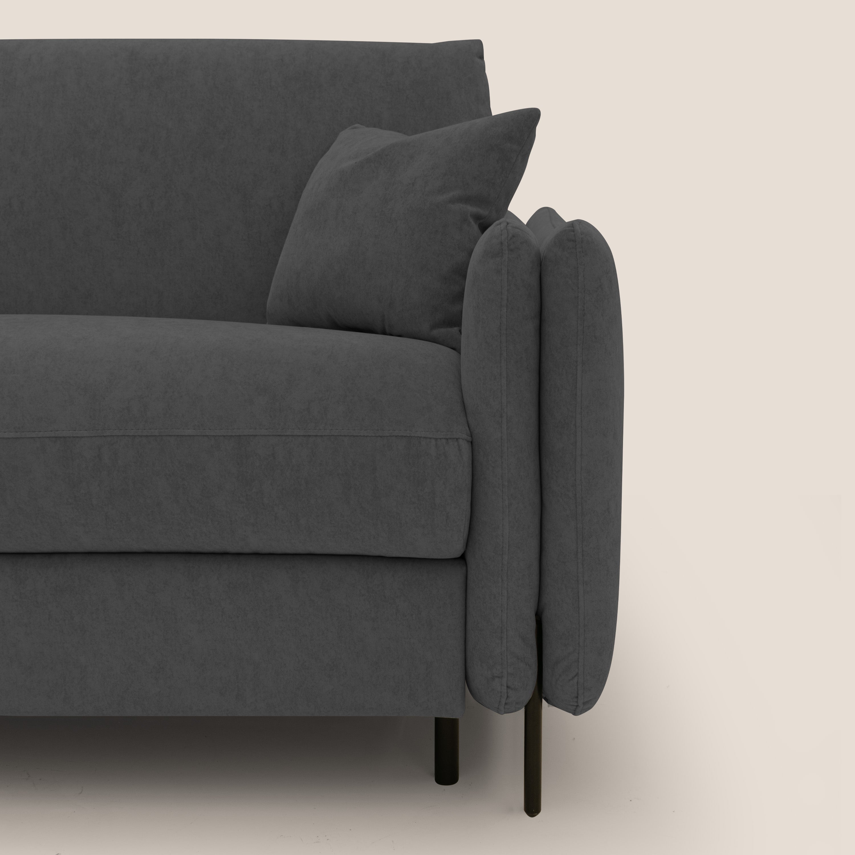 Gregory Divano letto con materasso h18 cm in microfibra effetto velluto impermeabile T09 antracite - divani.store
