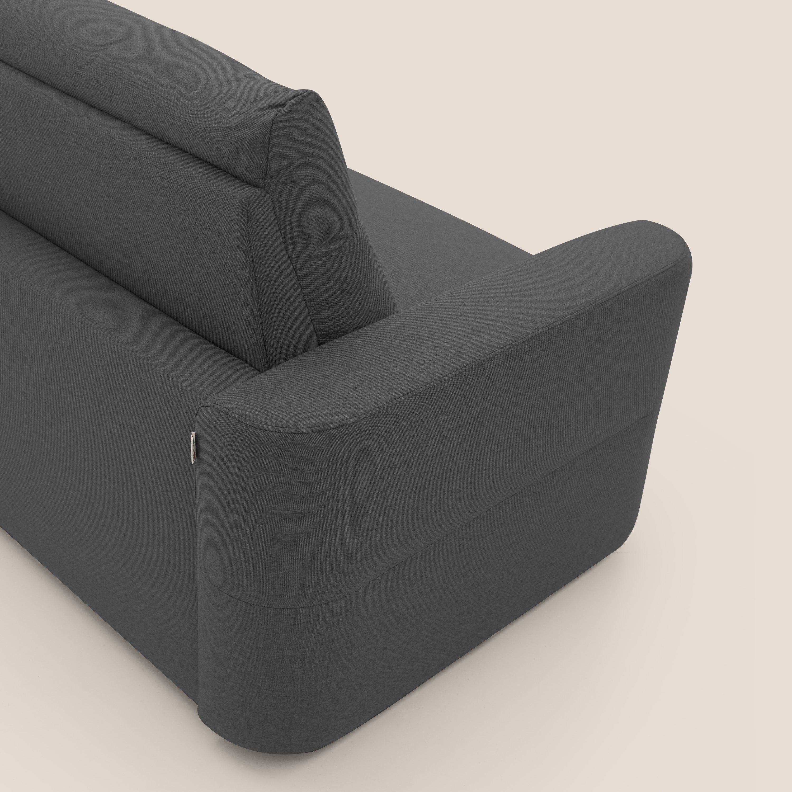 Cupido Divano letto materasso H18 cm e schienale alto in tessuto impermeabile simil cotone T13 antracite - divani.store