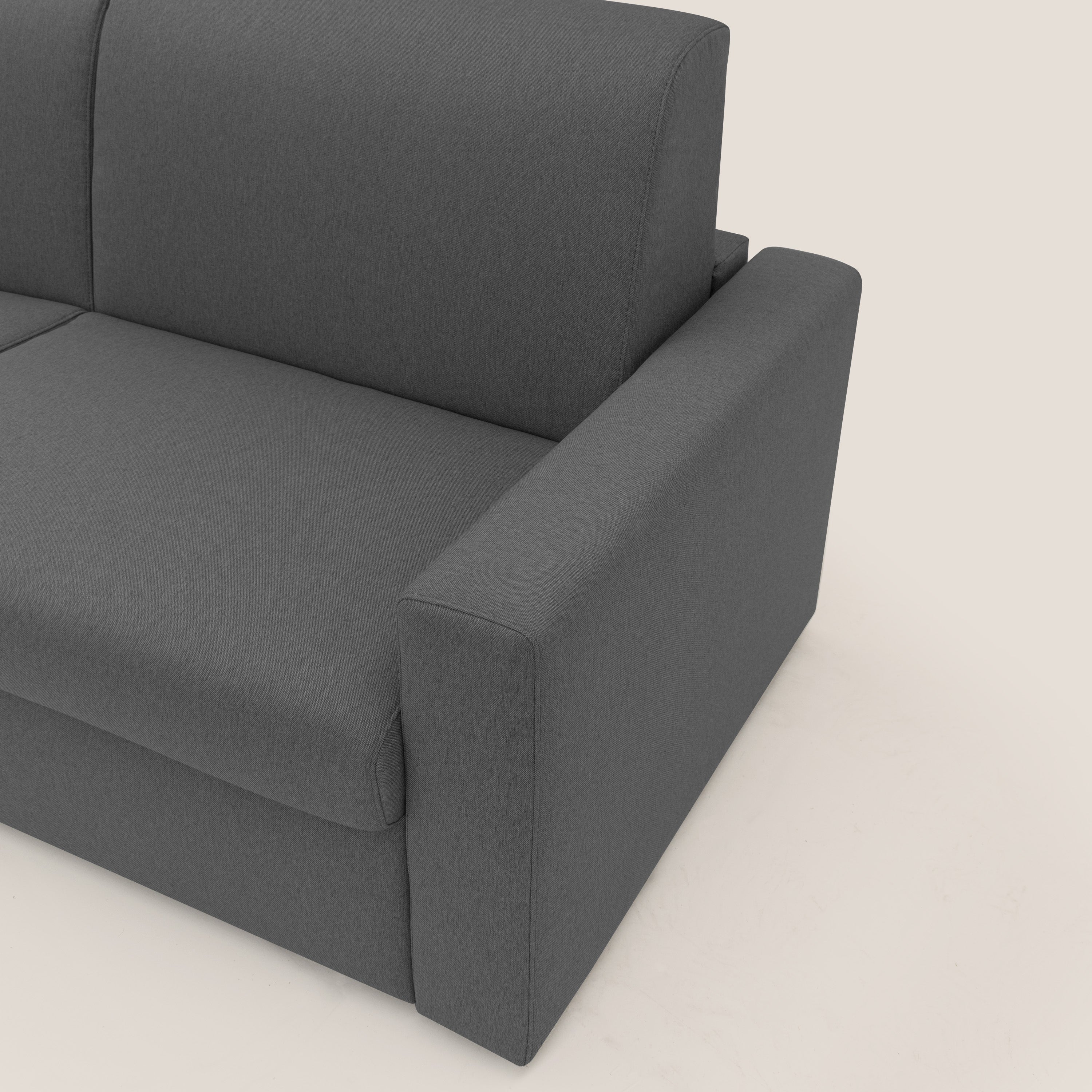 Kansas Divano letto matrimoniale alto 20 cm in tessuto impermeabile misto cotone T13 antracite - divani.store