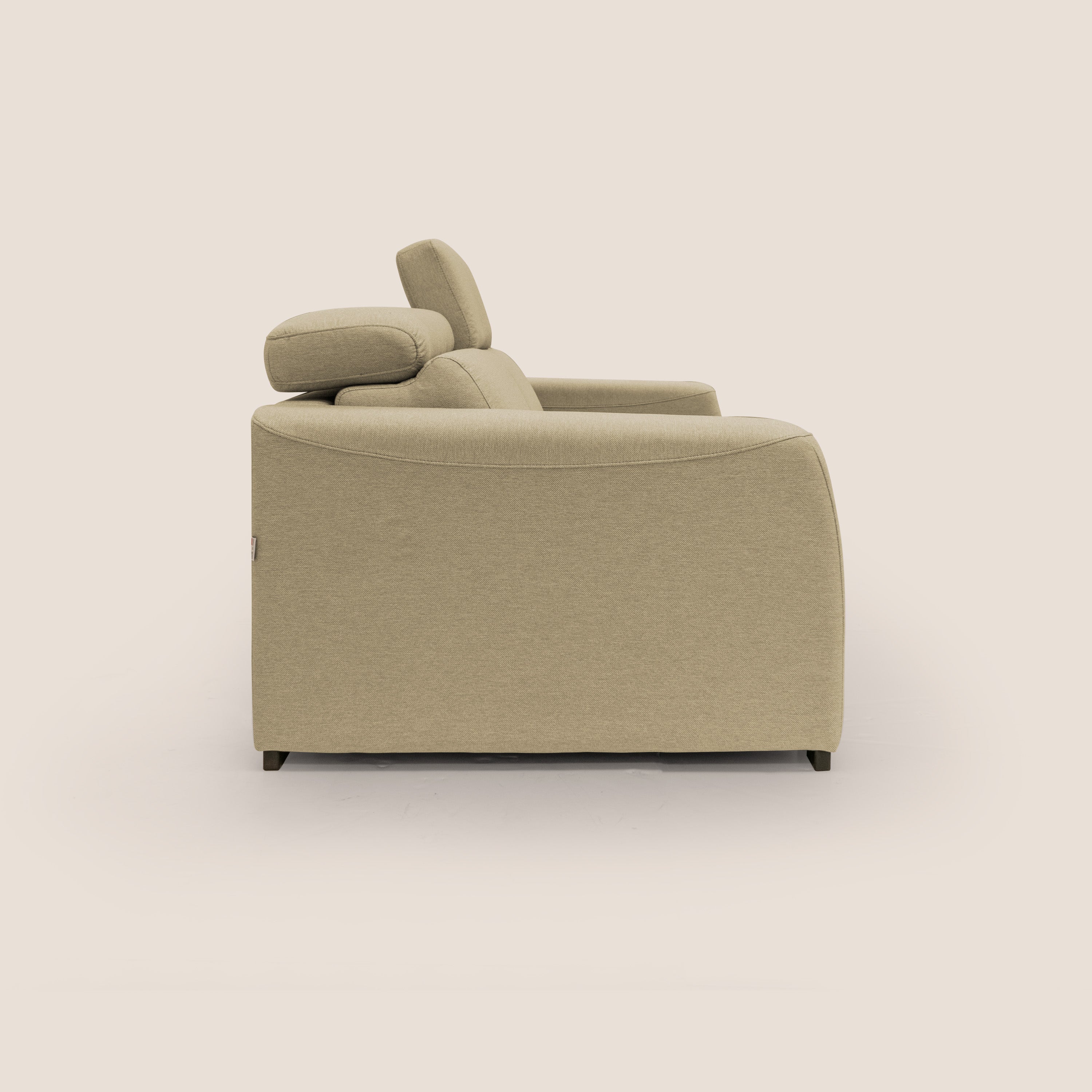 Poseidon Schlafsofa mit elektrischem Relaxmechanismus aus wasserfestem, abwaschbarem Stoff T05 kamel