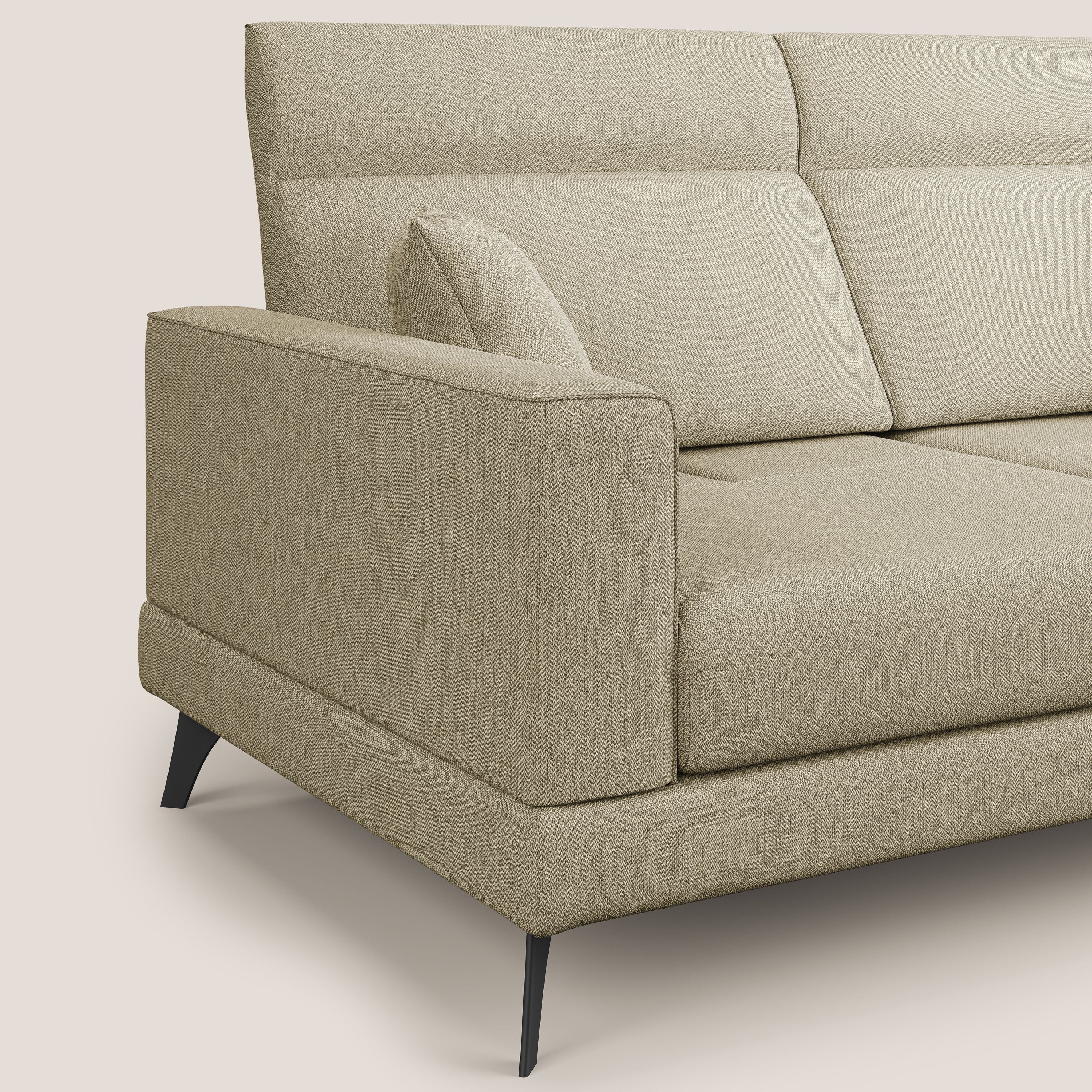 Slide Divano con schienali traslanti e poggiatesta in tessuto smacchiabile T05 cammello - divani.store