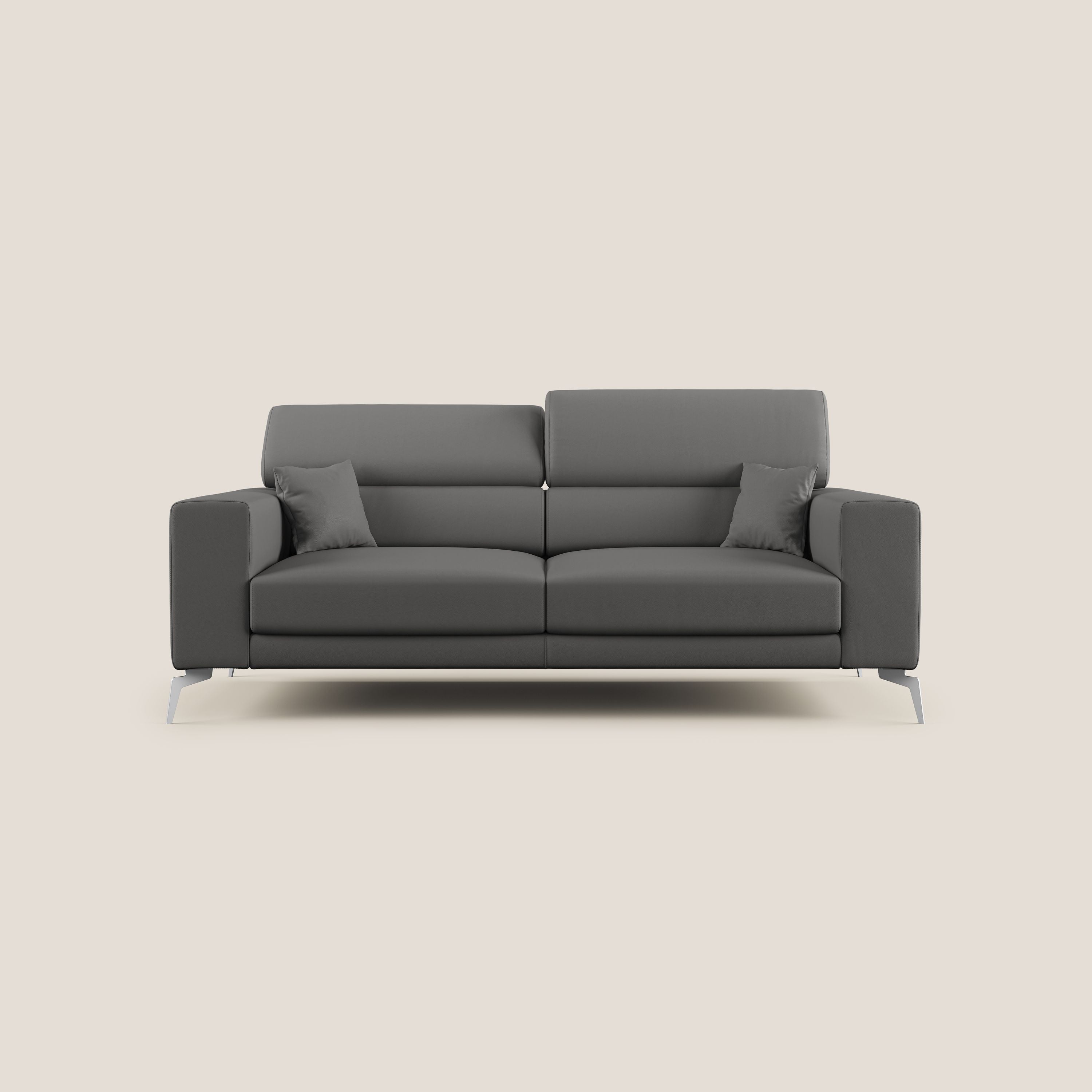 Blade Divano moderno con poggiatesta reclinabili in Ecopelle T04 antracite - divani.store