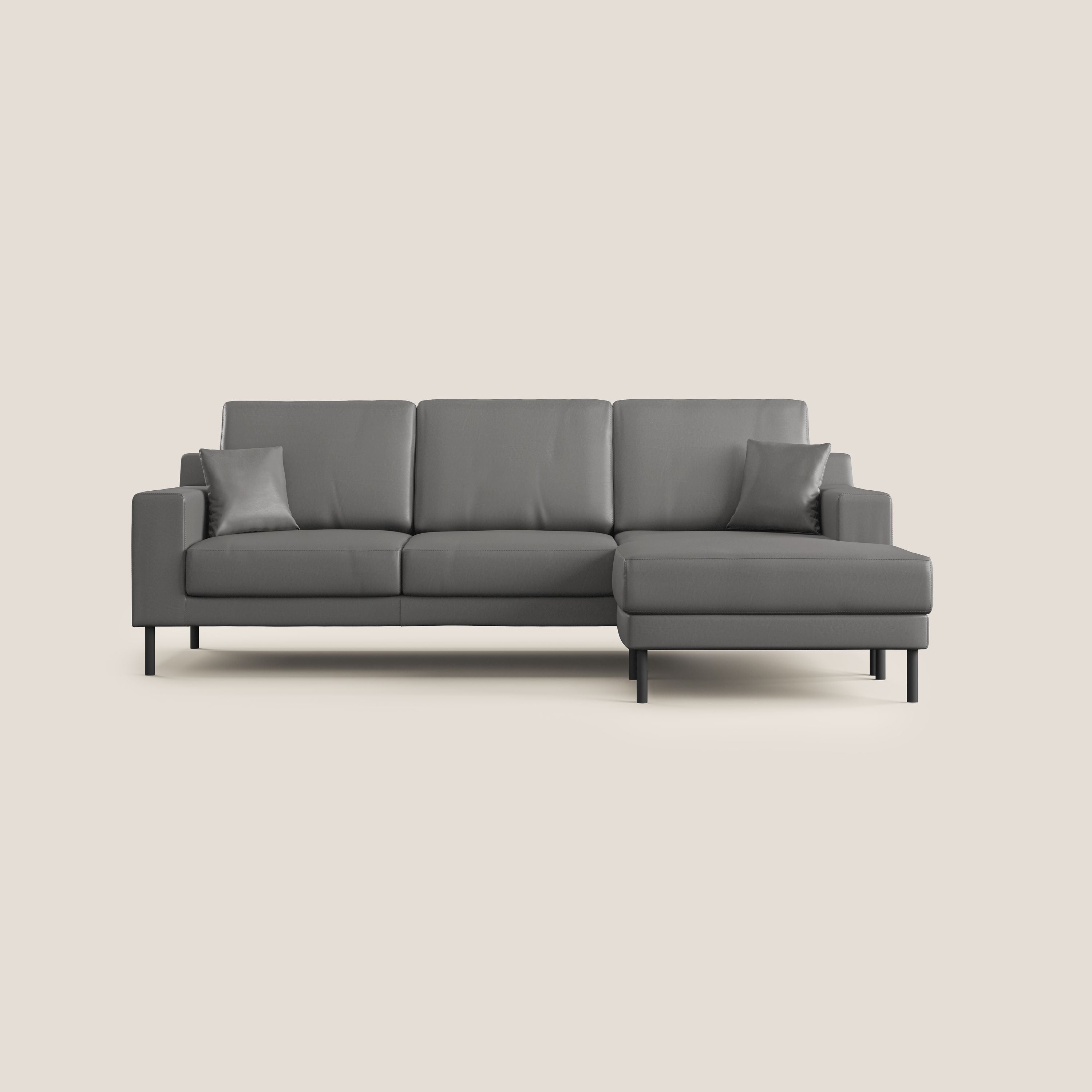 Uranio divano angolare moderno REVERSIBILE in Ecopelle impermeabile T04 antracite - divani.store