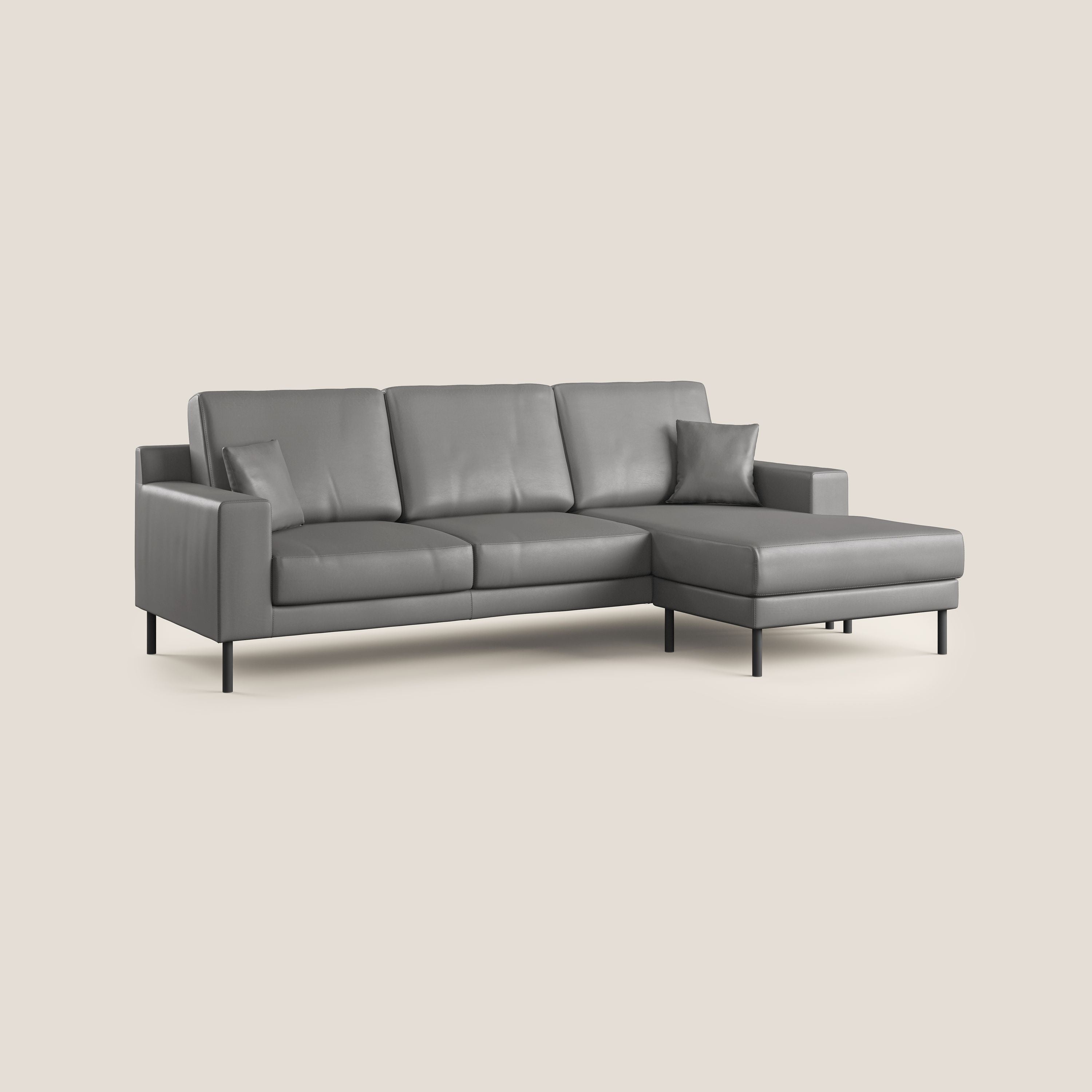 Uranio divano angolare moderno REVERSIBILE in Ecopelle impermeabile T04 antracite - divani.store