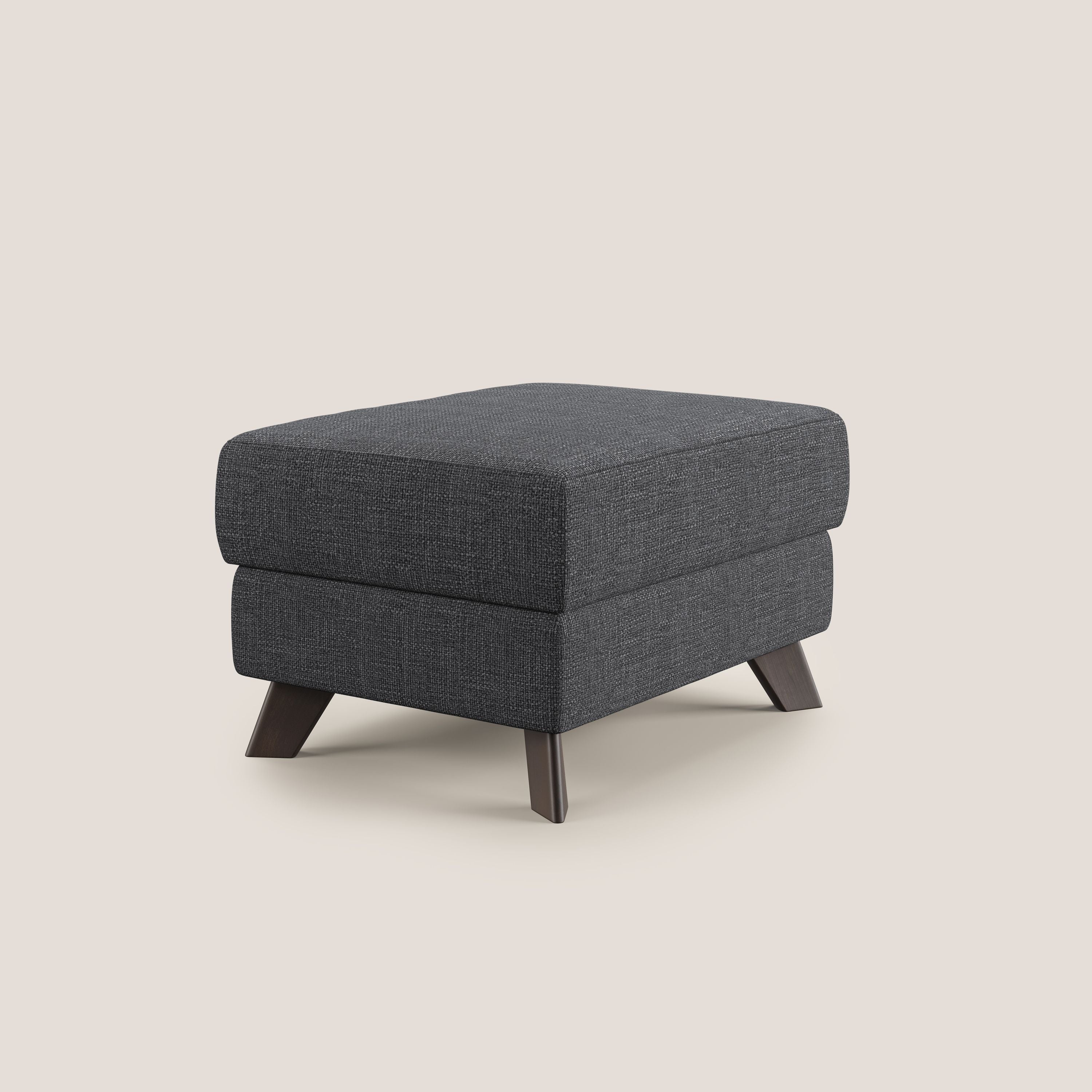 Moon Pouf contenitore e piedini alti in tessuto morbido ad intreccio soft-touch impermeabile T06 antracite - divani.store