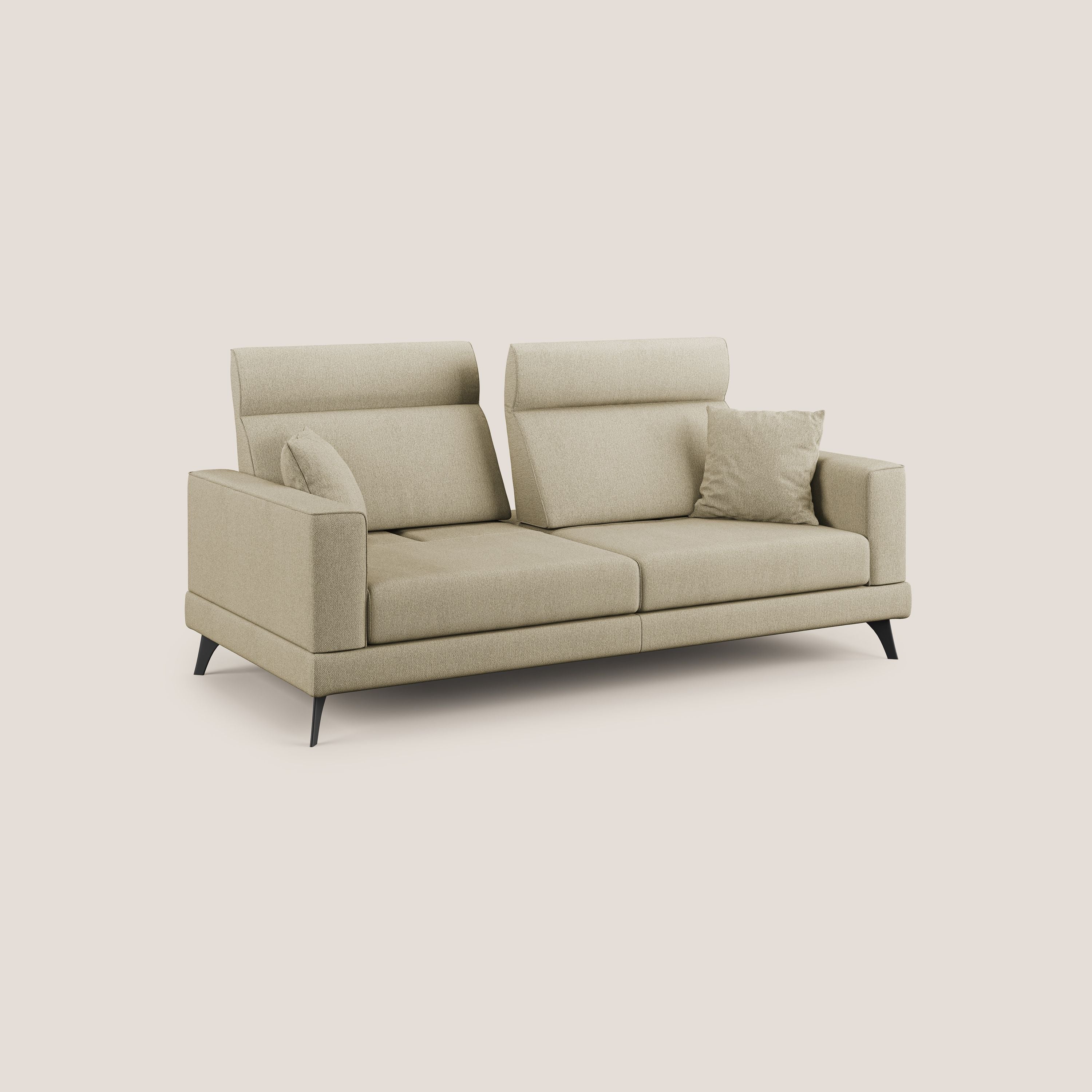 Slide Divano con schienali traslanti e poggiatesta in tessuto smacchiabile T05 cammello - divani.store