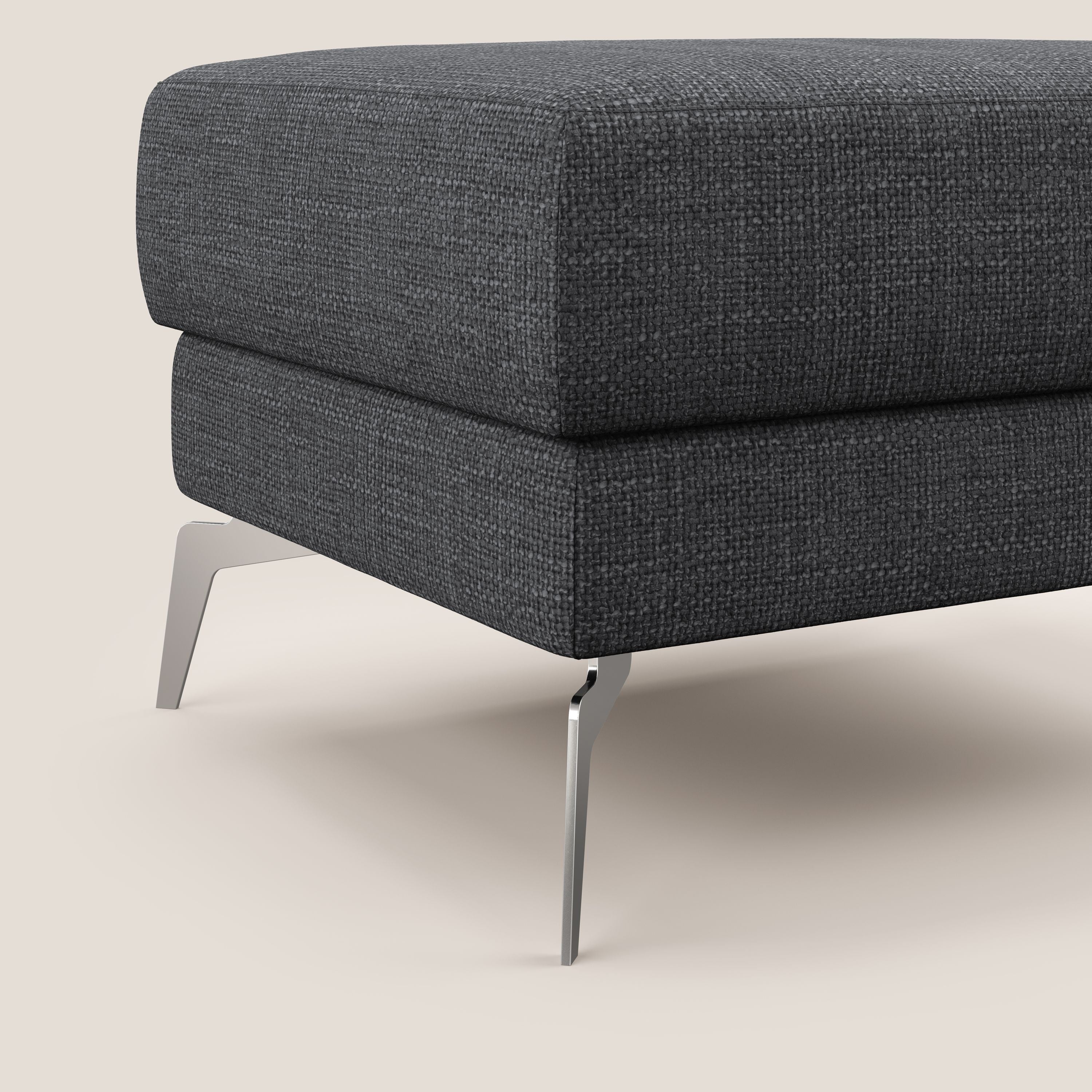 Star Pouf con piedini alti in tessuto impermeabile morbido intreccio T06 antracite - divani.store