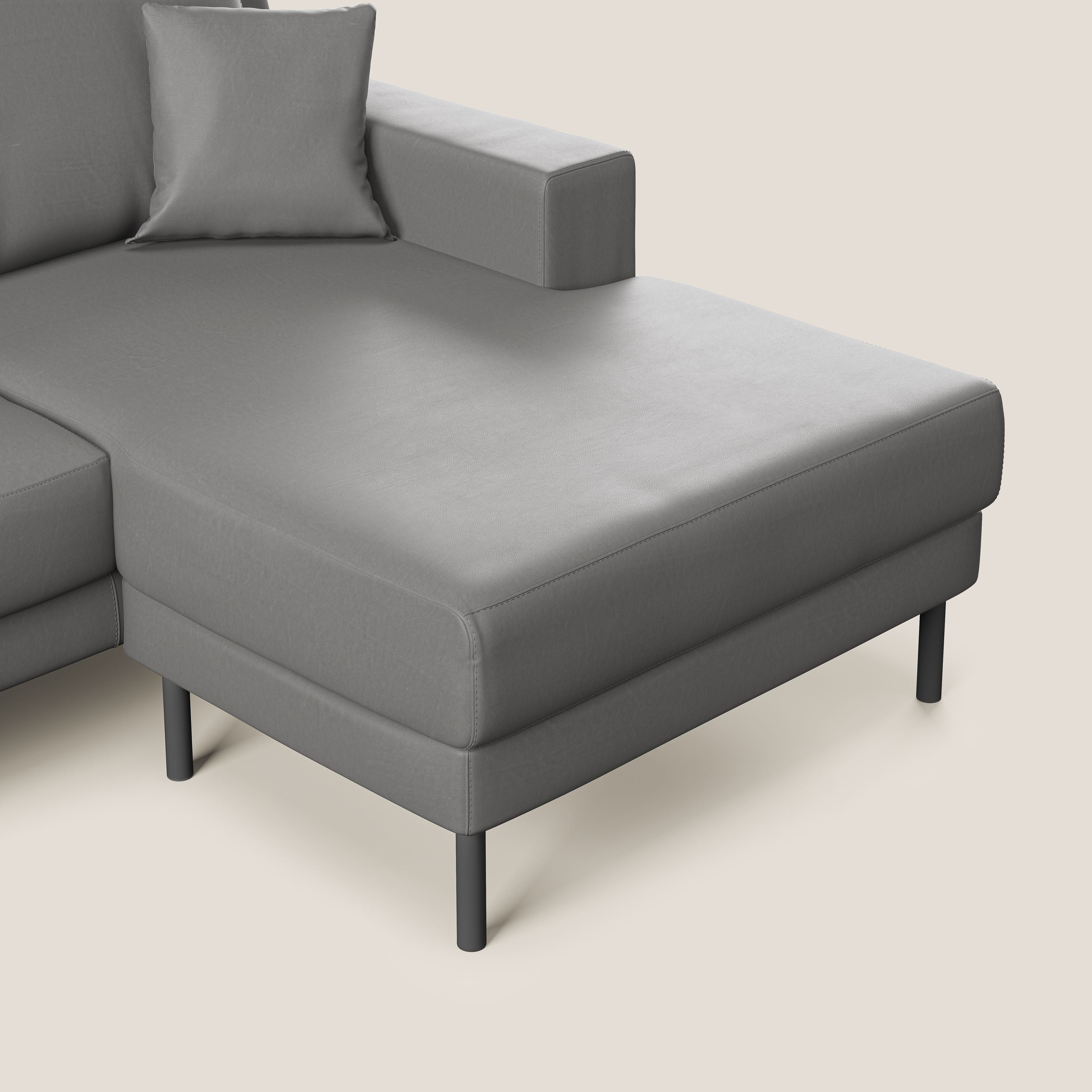 Uranio divano angolare moderno REVERSIBILE in Ecopelle impermeabile T04 antracite - divani.store