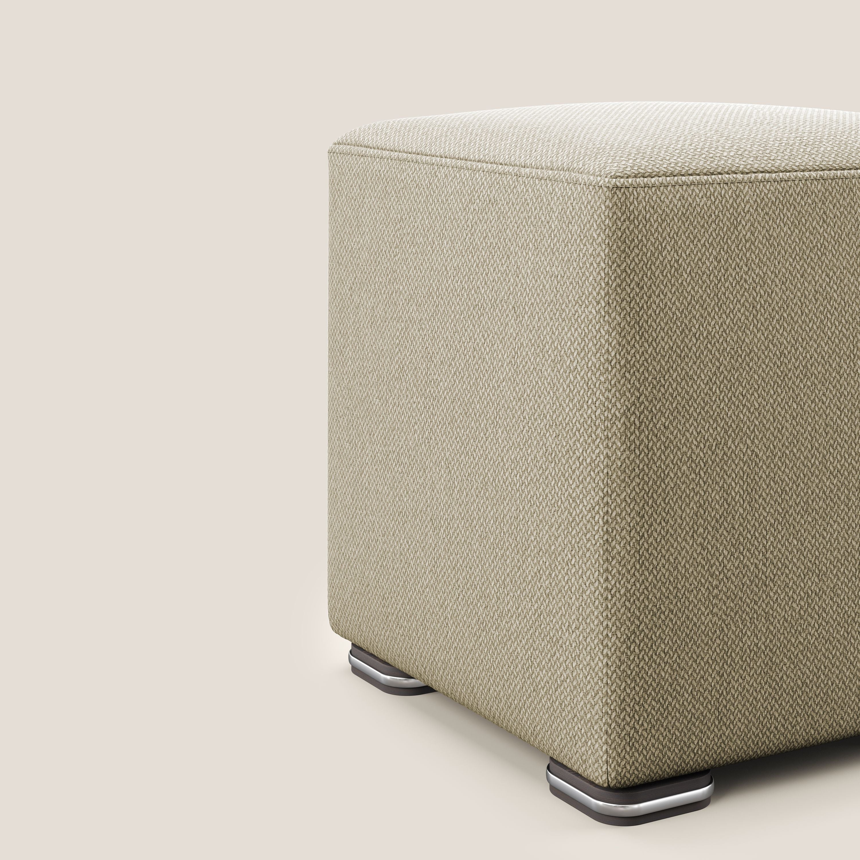 Cube pouf in tessuto morbido smacchiabile T05 cammello - divani.store