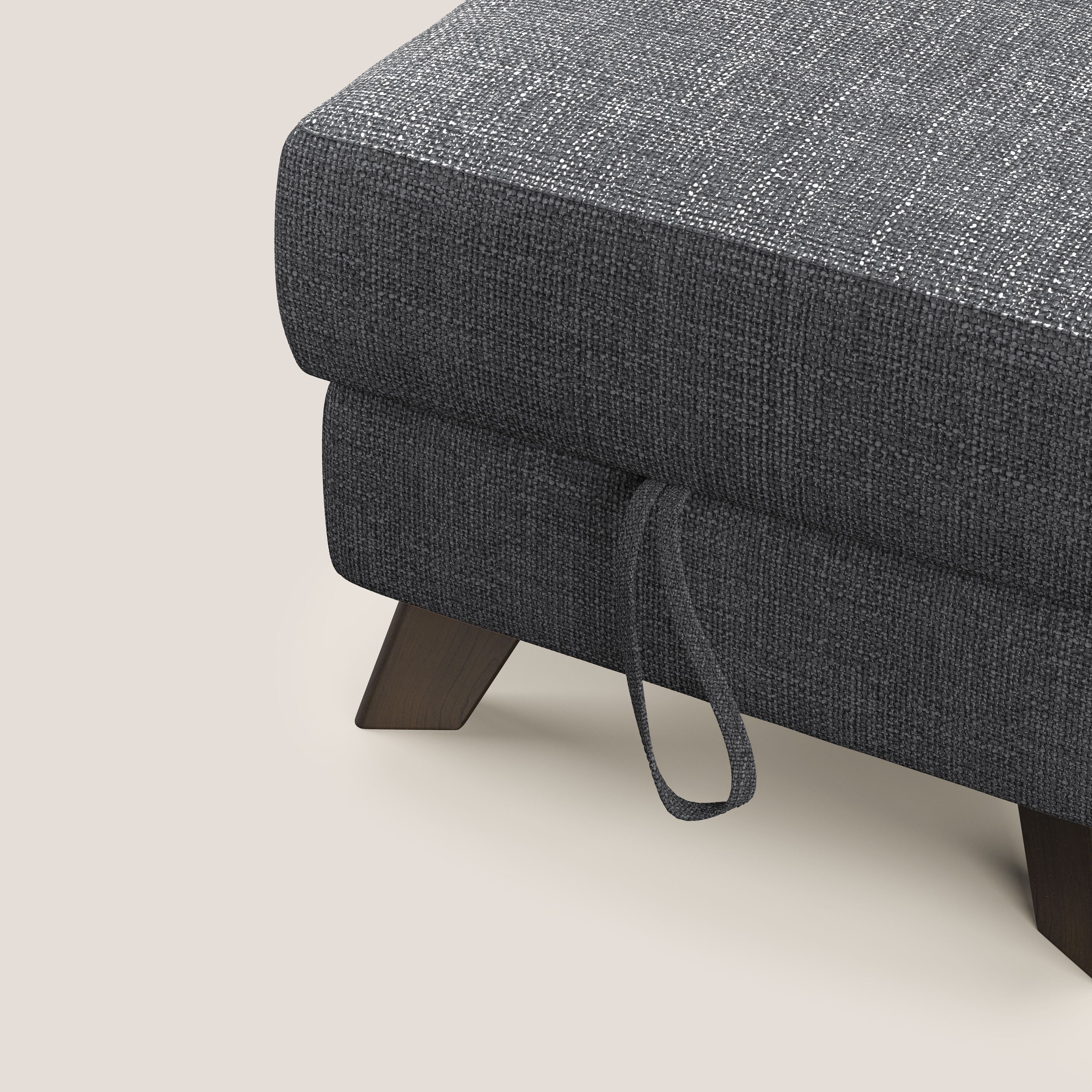 Moon Pouf contenitore e piedini alti in tessuto morbido ad intreccio soft-touch impermeabile T06 antracite - divani.store