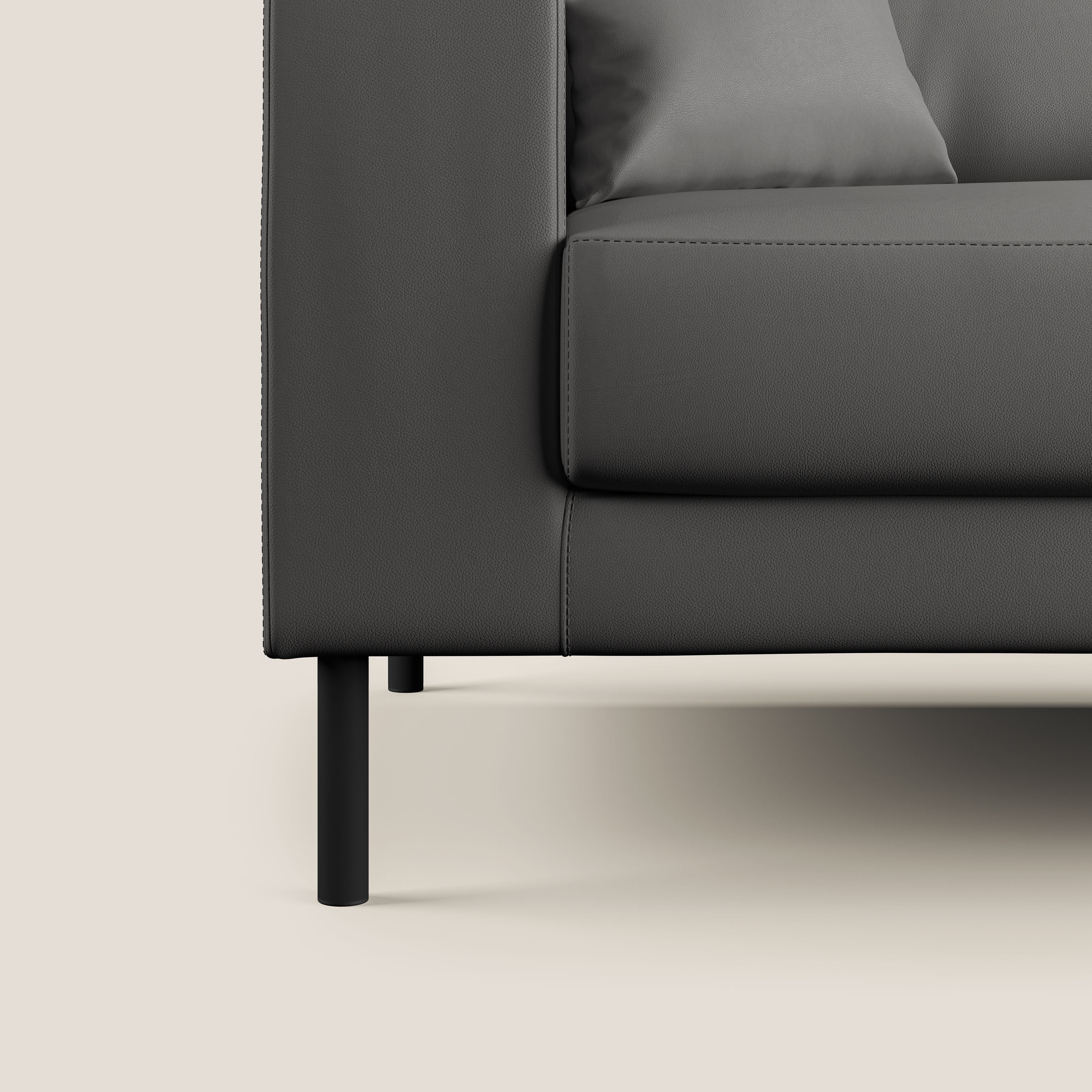 Uranio divano moderno lineare in Ecopelle impermeabile T04 antracite - divani.store