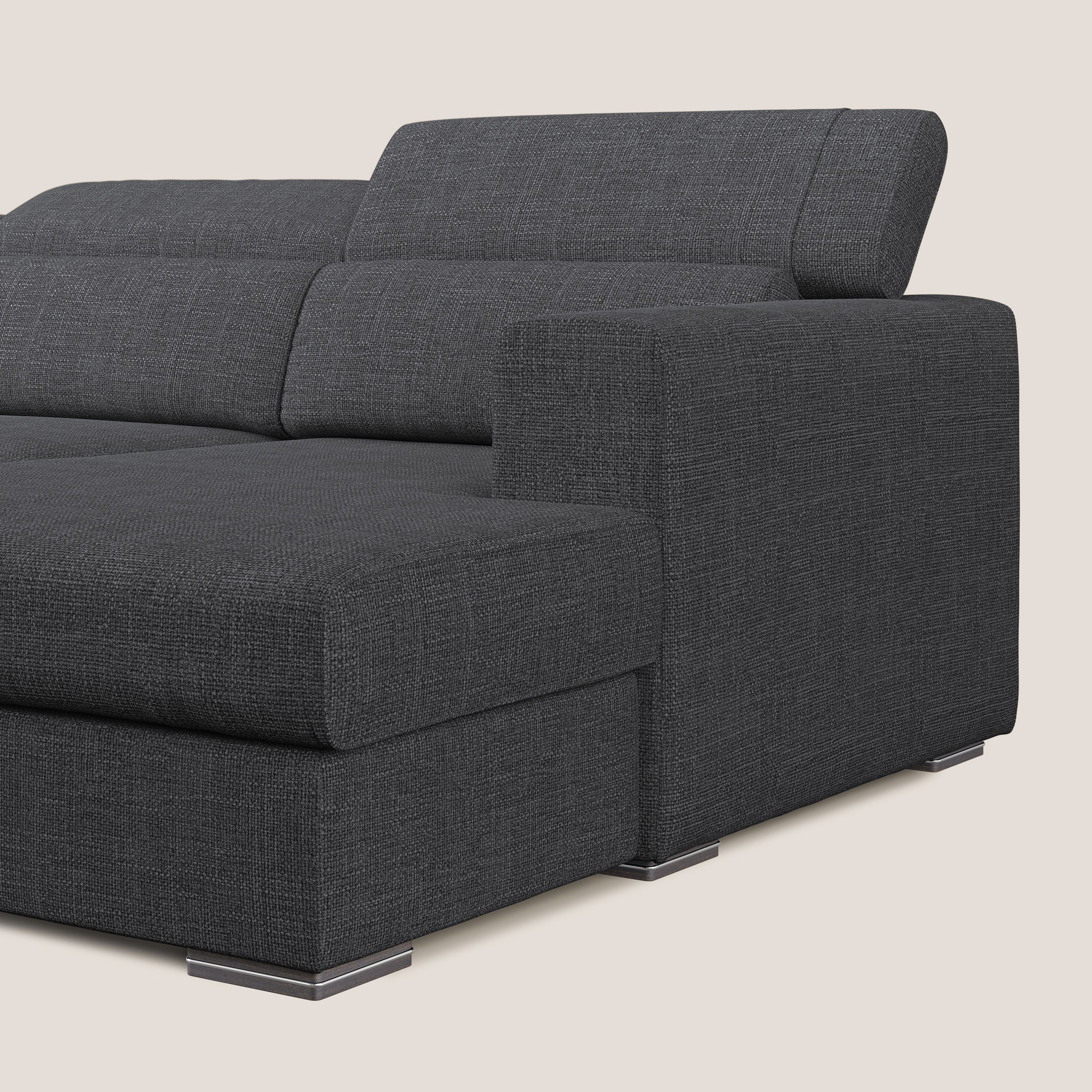 Vegas divano angolare con poggiatesta reclinabili in morbido tessuto impermeabile T06 antracite - divani.store