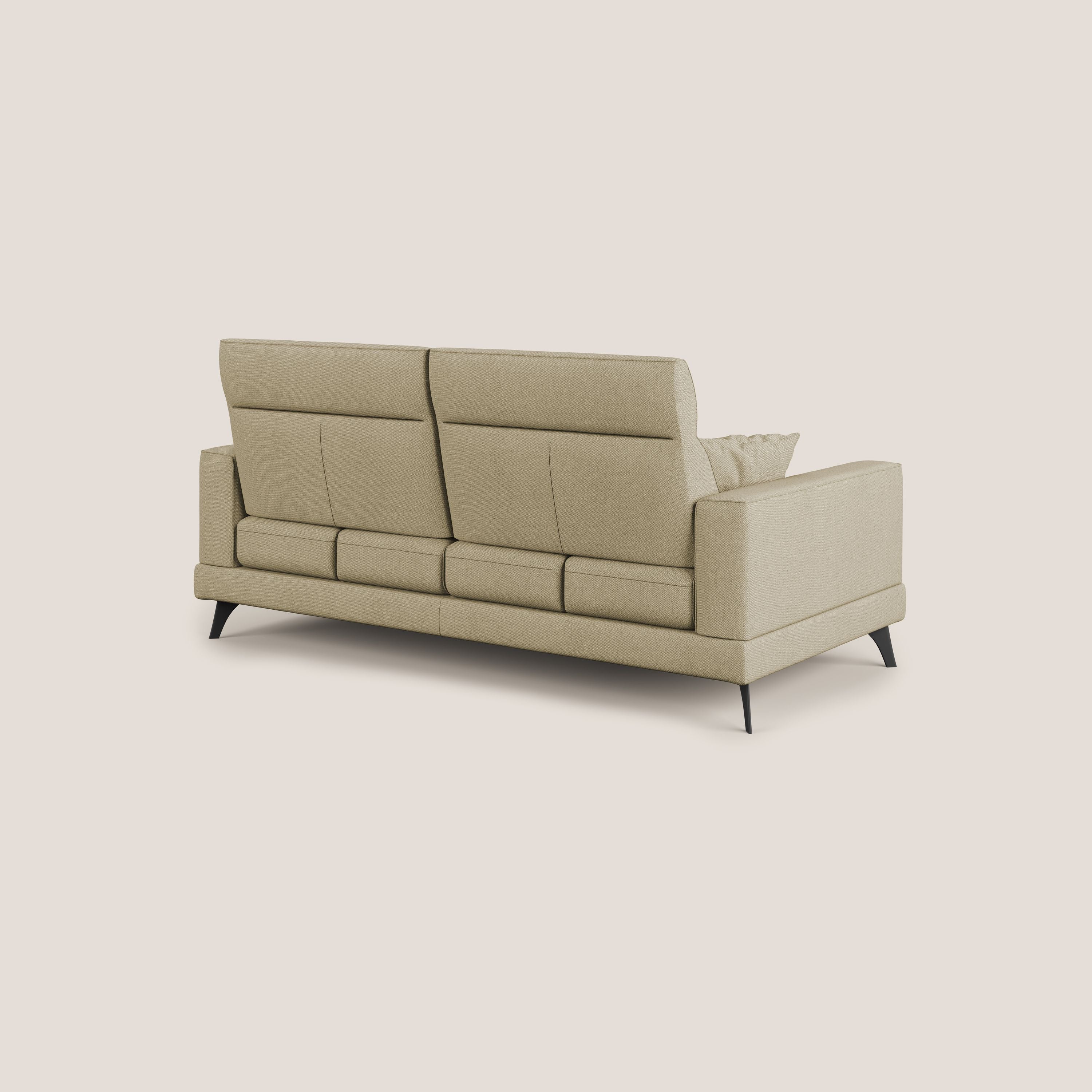 Slide Divano con schienali traslanti e poggiatesta in tessuto smacchiabile T05 cammello - divani.store