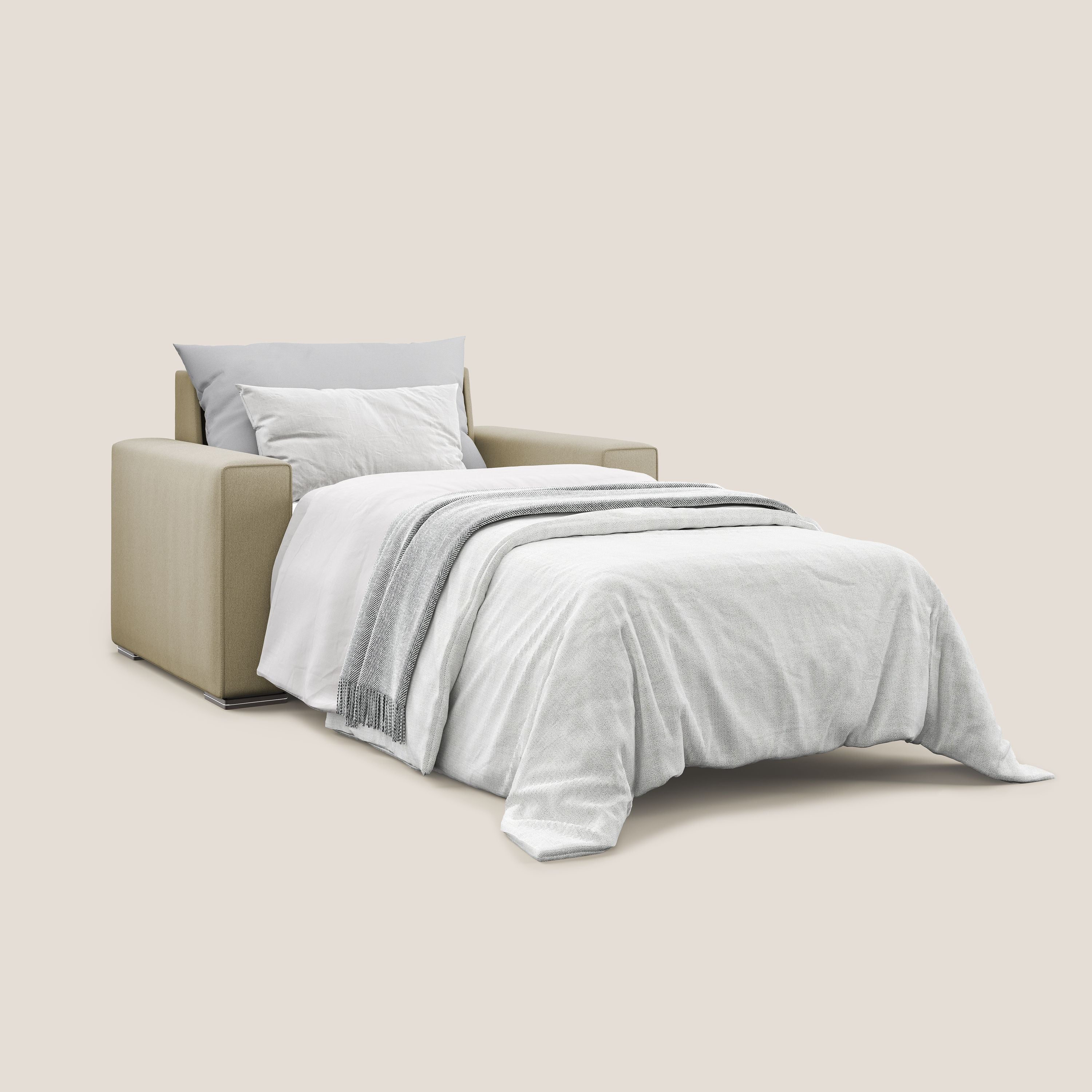 Dream poltrona letto in tessuto smacchiabile T05 cammello - divani.store