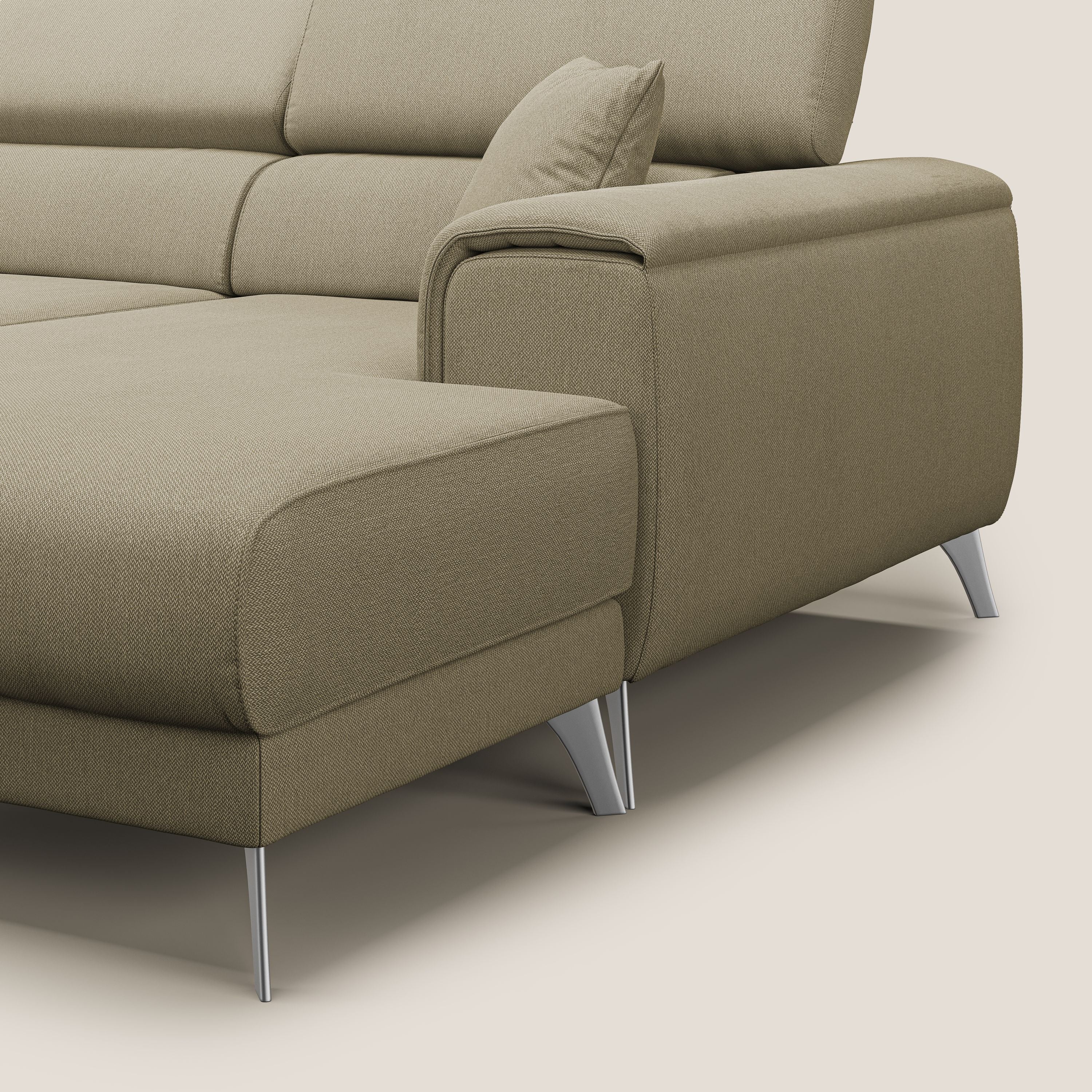 Fusion Divano angolare con sedute scorrevoli in tessuto morbido smacchiabile T05 cammello - divani.store