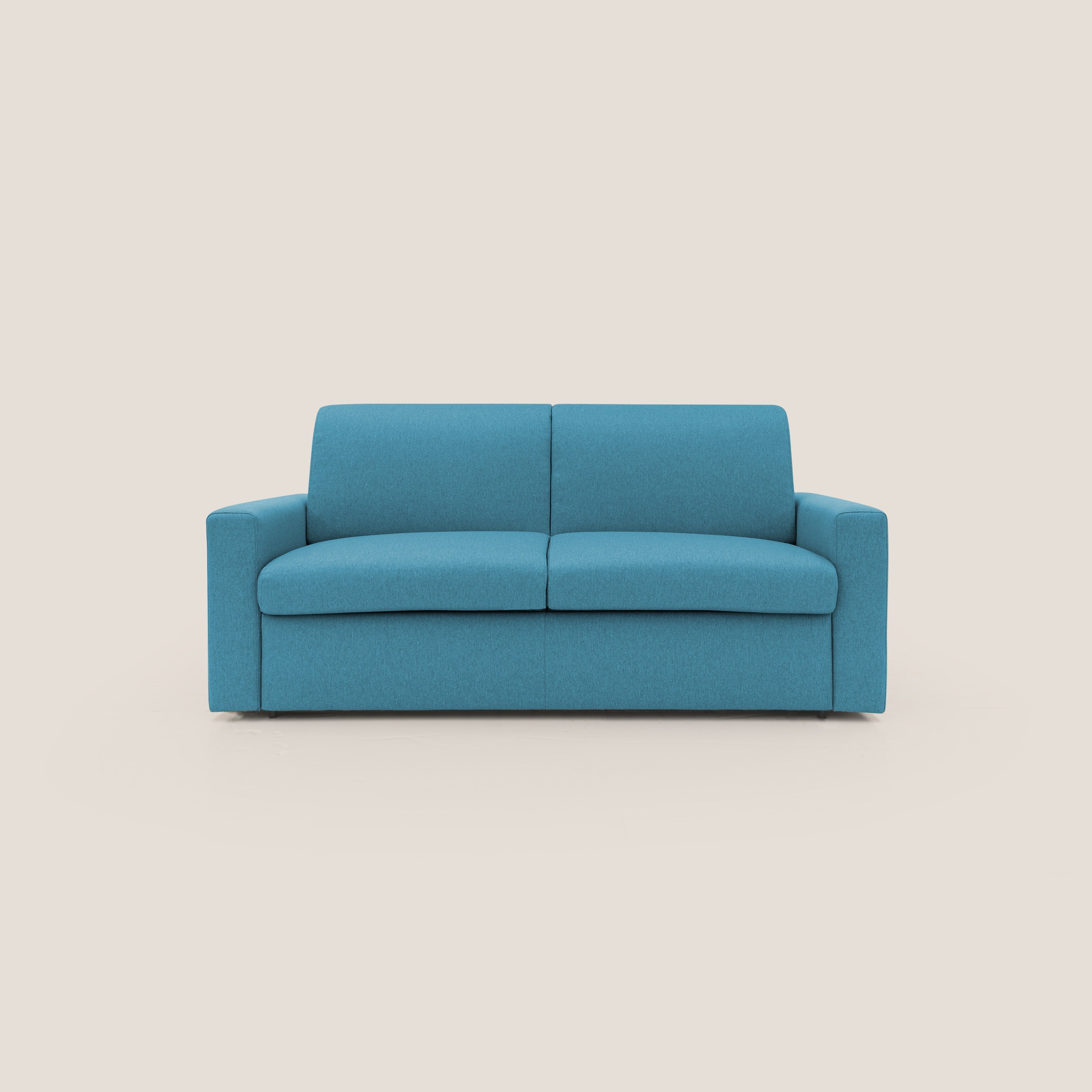 Kansas Divano letto matrimoniale alto 20 cm in tessuto impermeabile misto cotone T13 azzurro - divani.store