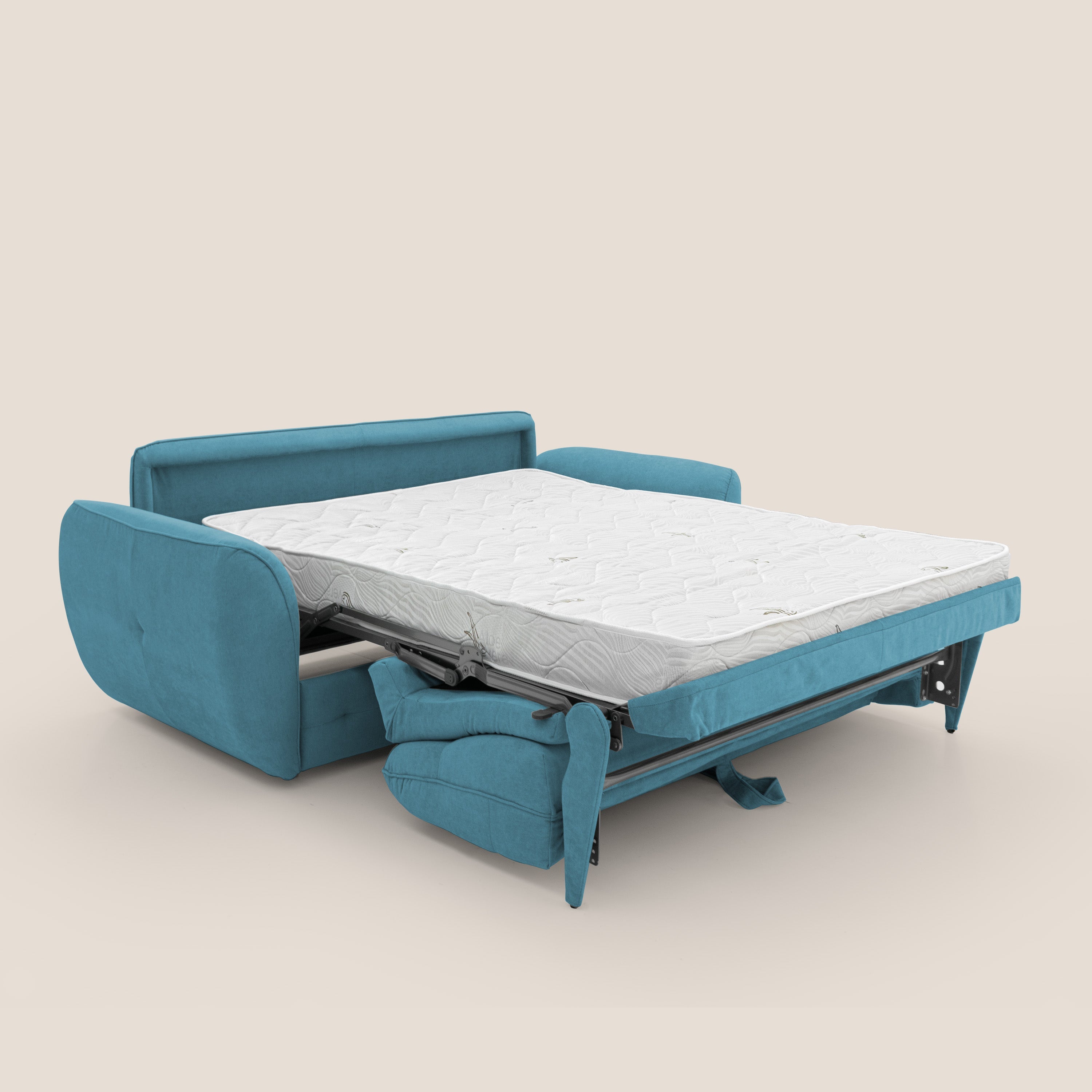 Zeus Divano letto scandinavo con schienale alto in tessuto impermeabile T02 azzurro - divani.store