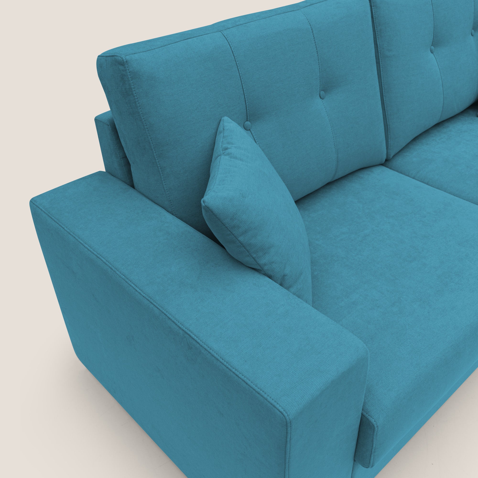 Giove divano in morbido tessuto impermeabile T02 azzurro - divani.store