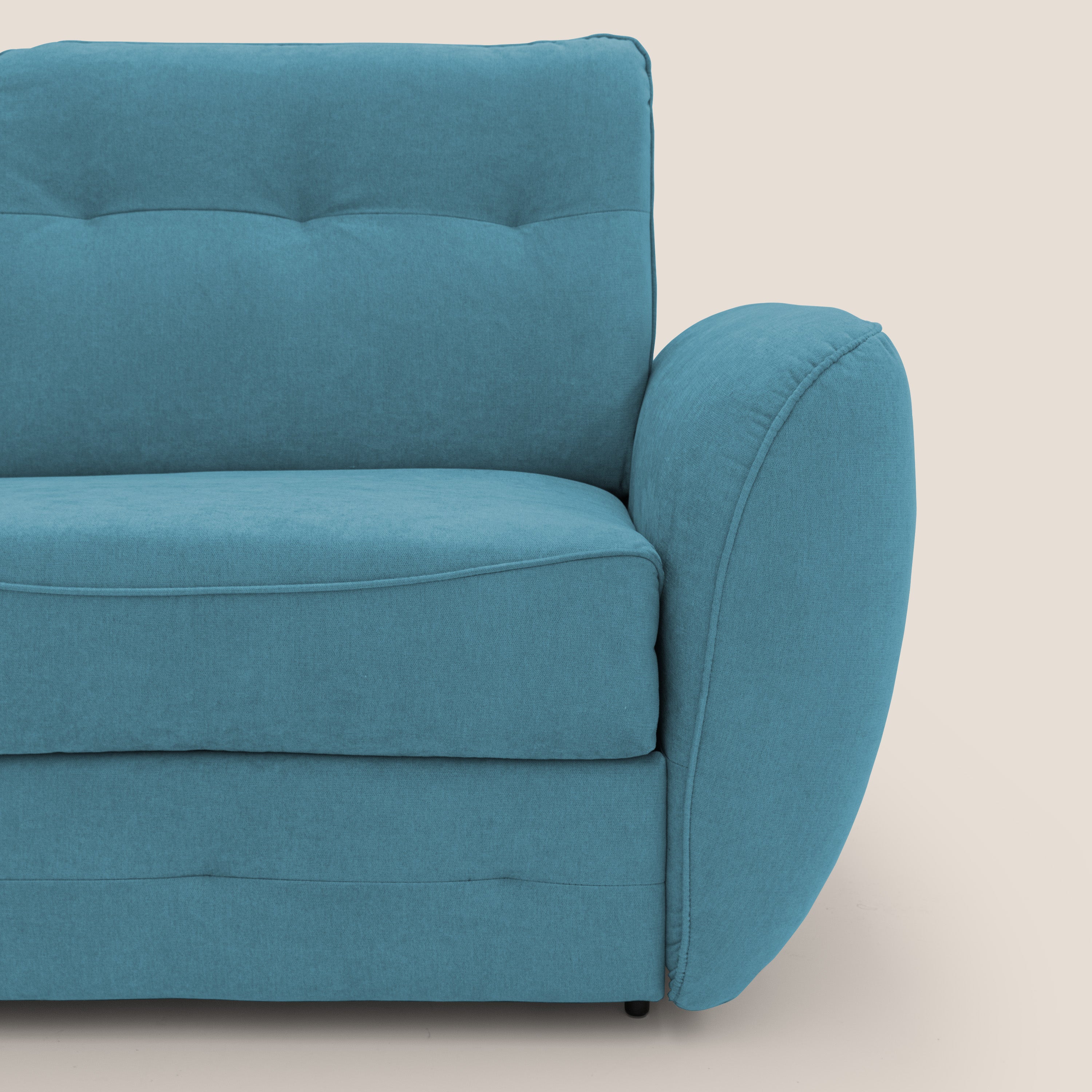 Zeus divano letto angolare con materasso H18 cm pouf mobile in tessuto impermeabile T02 - divani.store