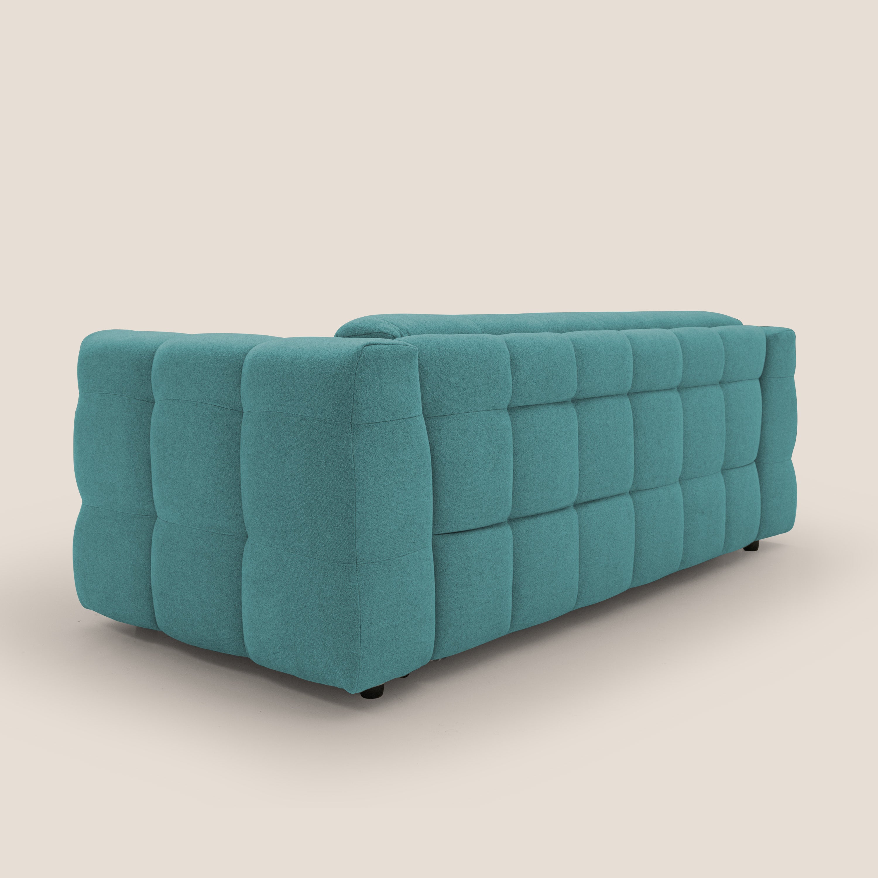 Tender Divano letto matrimoniale dal design innovativo in tessuto bouclet impermeabile T07 azzurro - divani.store