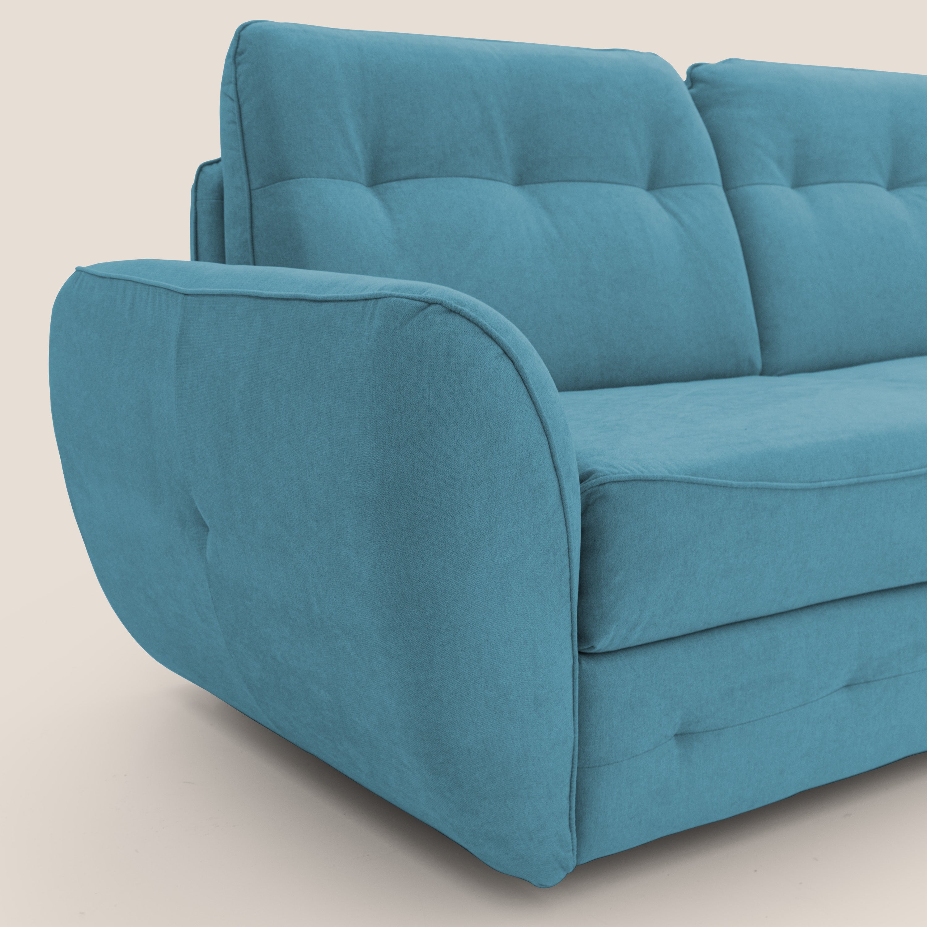 Zeus Divano letto scandinavo con schienale alto in tessuto impermeabile T02 azzurro - divani.store