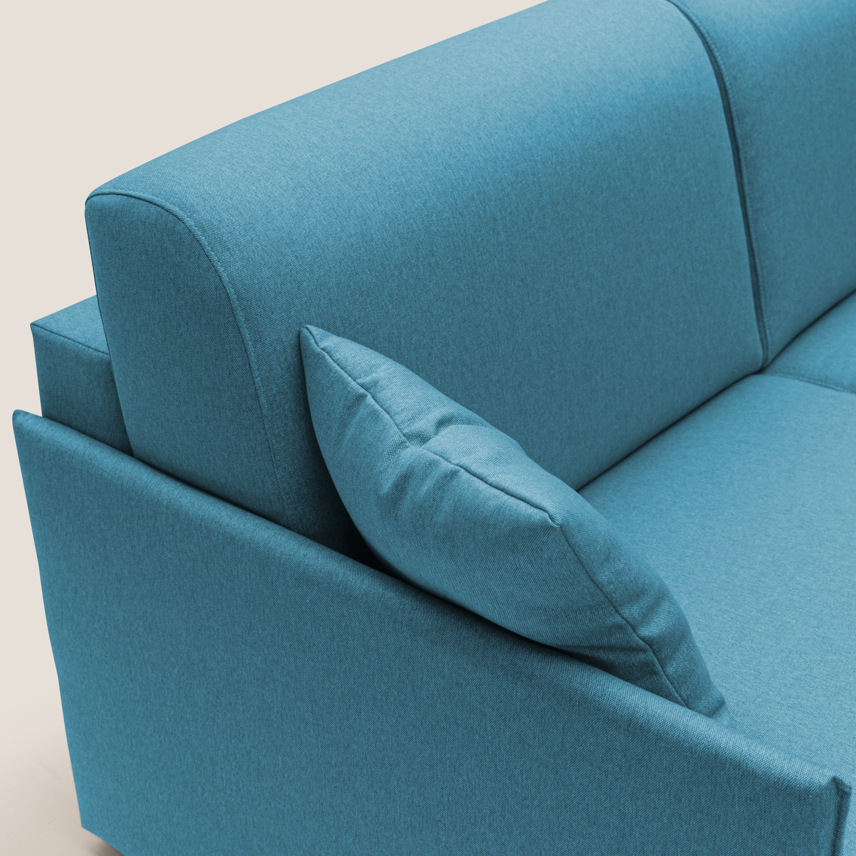 Evans Divano letto matrimoniale in tessuto impermeabile T13 azzurro - divani.store