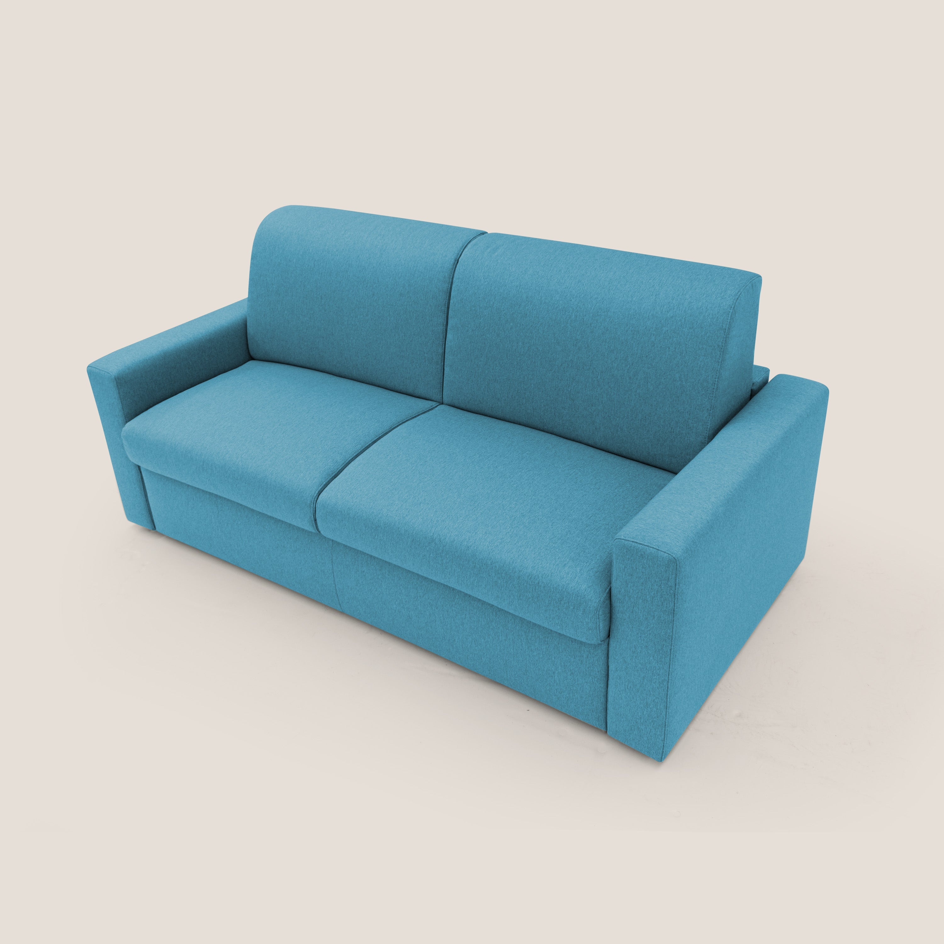 Kansas Divano letto matrimoniale alto 20 cm in tessuto impermeabile misto cotone T13 azzurro - divani.store