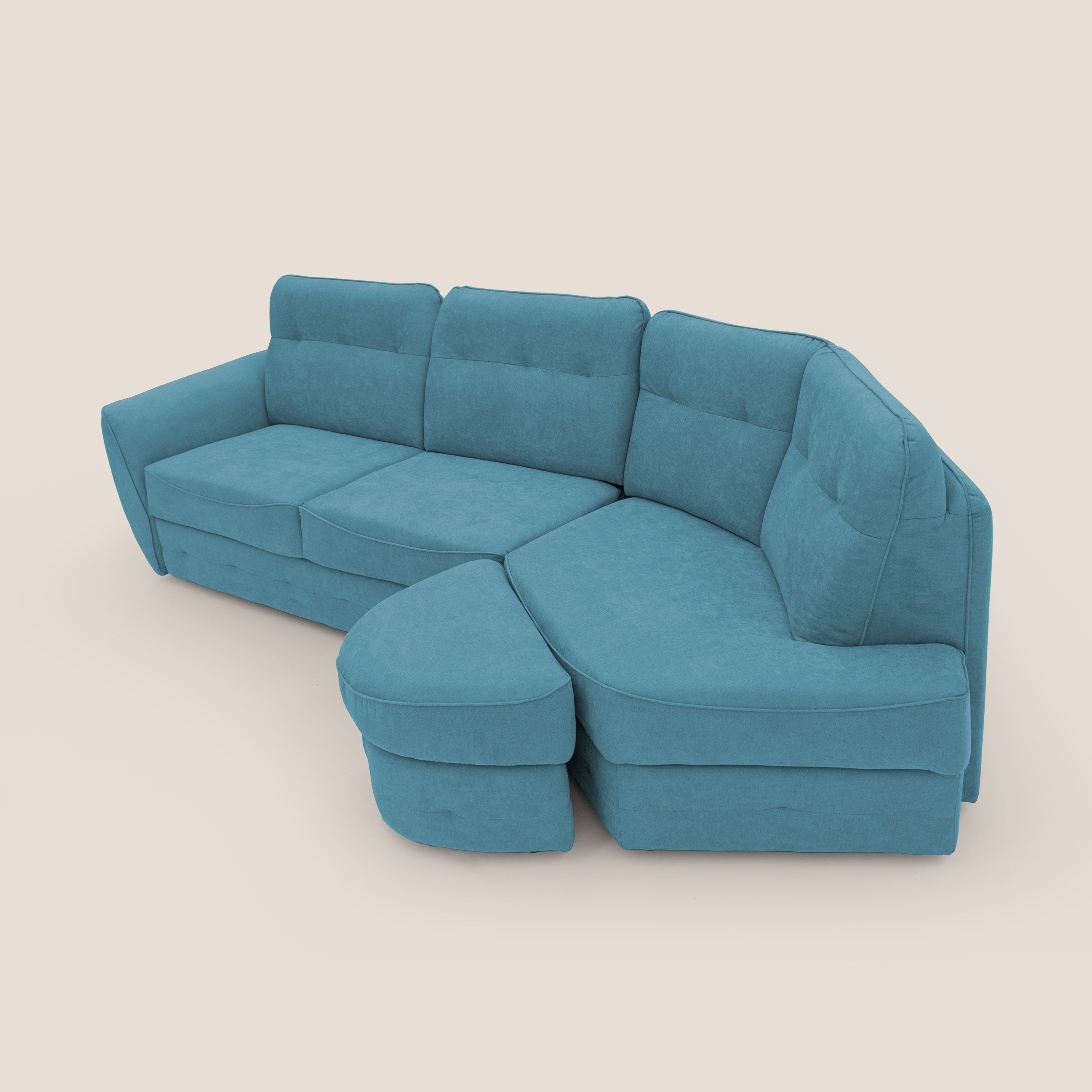 Zeus divano letto angolare con materasso H18 cm pouf mobile in tessuto impermeabile T02 - divani.store