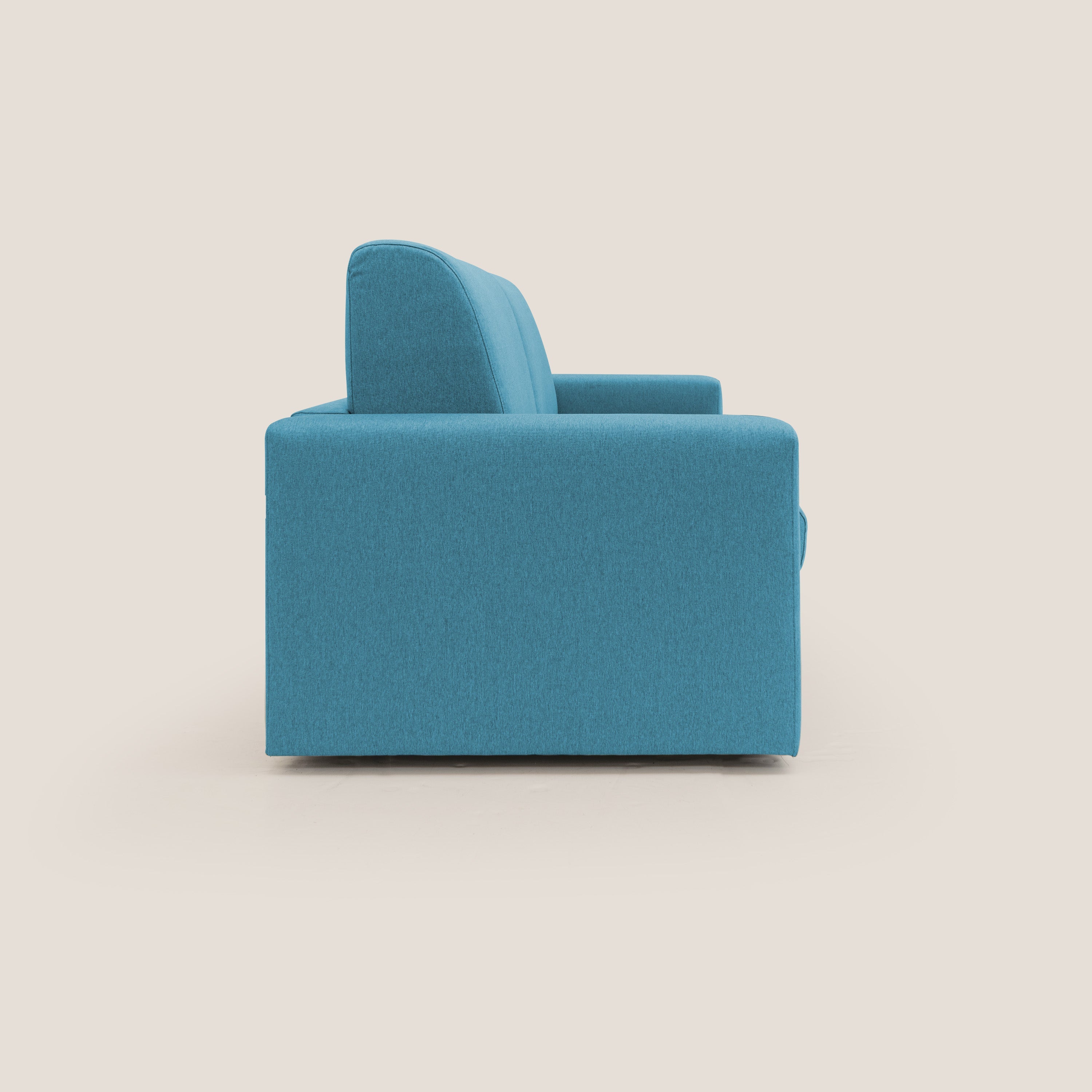 Kansas Divano letto matrimoniale alto 20 cm in tessuto impermeabile misto cotone T13 azzurro - divani.store