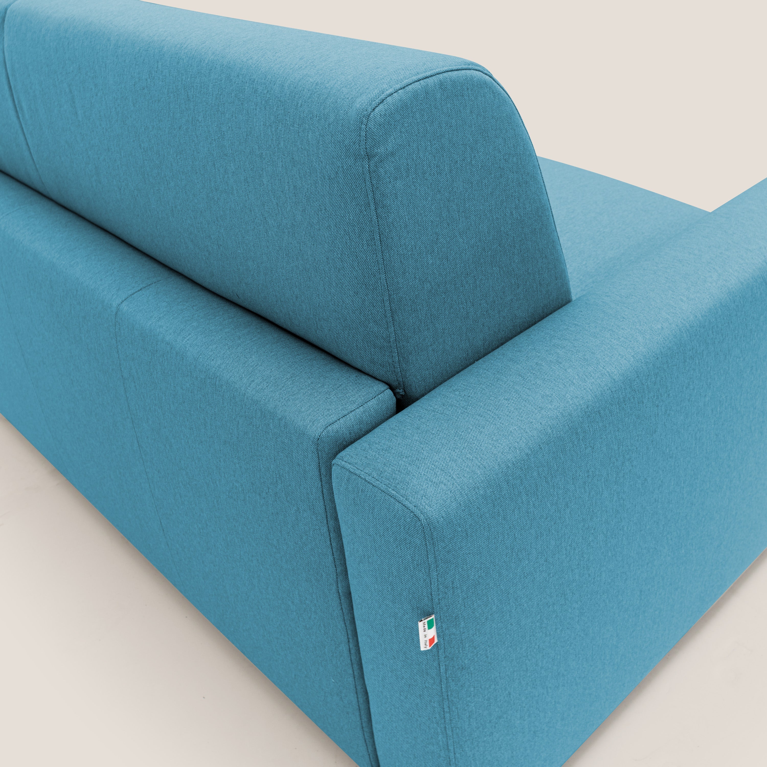 Kansas Divano letto matrimoniale alto 20 cm in tessuto impermeabile misto cotone T13 azzurro - divani.store