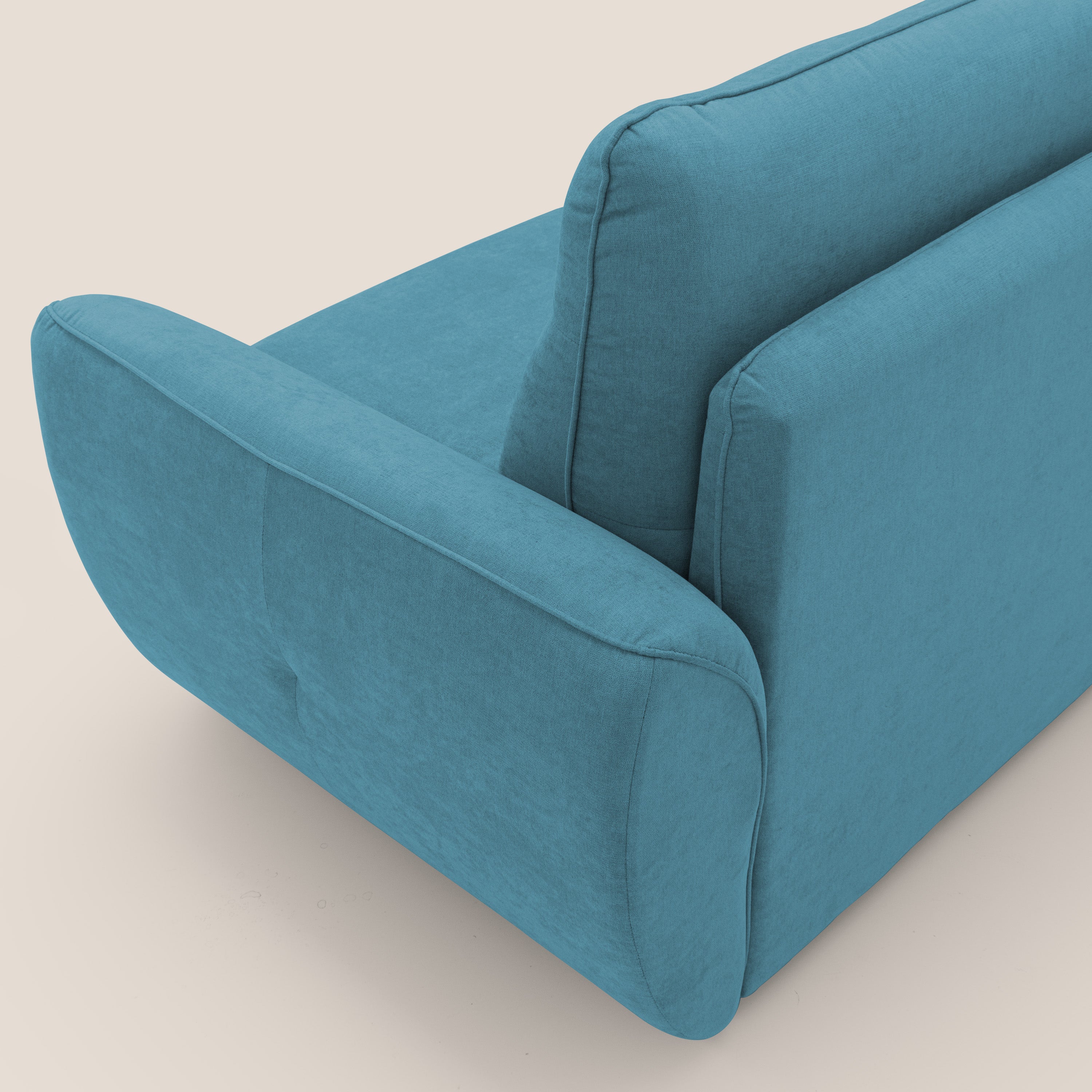 Zeus Divano letto scandinavo con schienale alto in tessuto impermeabile T02 azzurro - divani.store