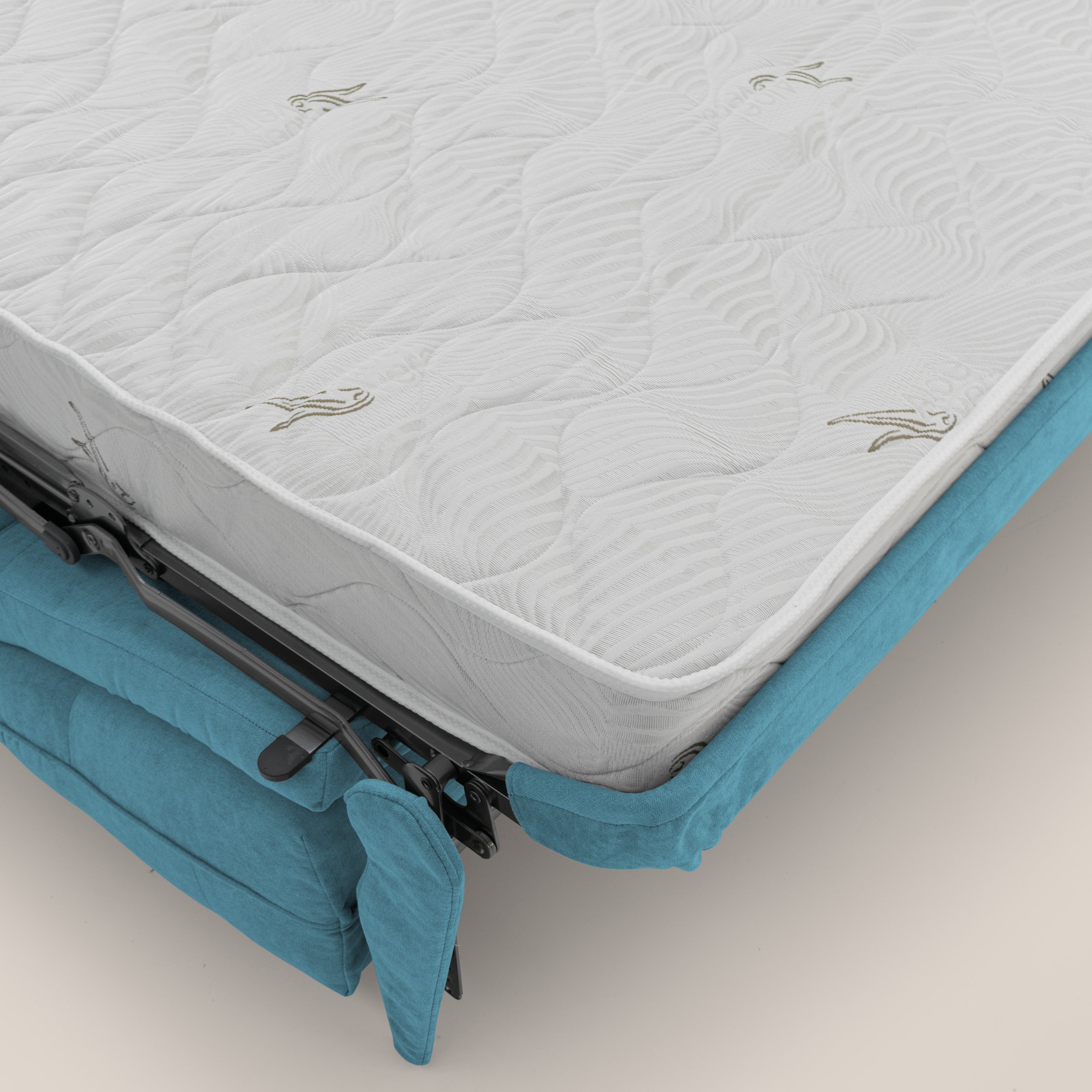 Zeus divano letto angolare con materasso H18 cm pouf mobile in tessuto impermeabile T02 - divani.store