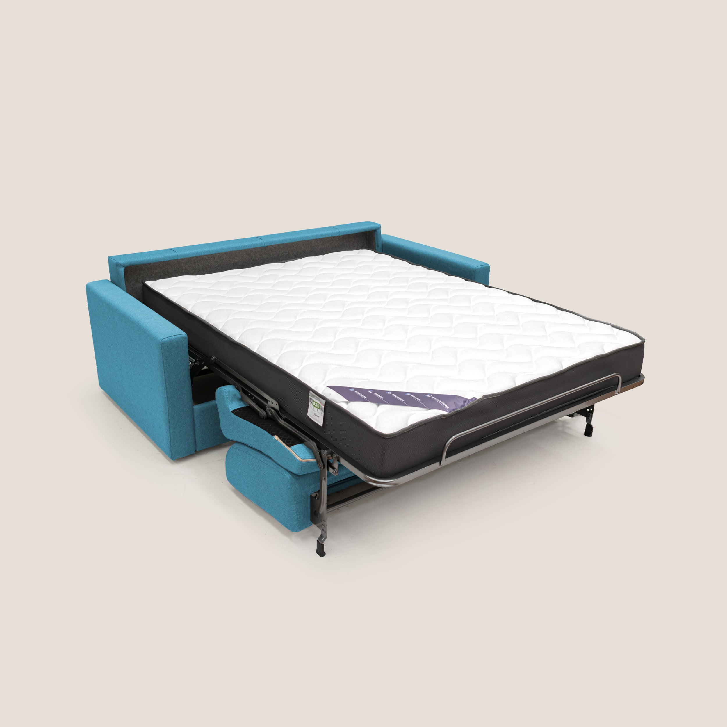 Chris Divano letto matrimoniale in tessuto impermeabile T13 azzurro - divani.store