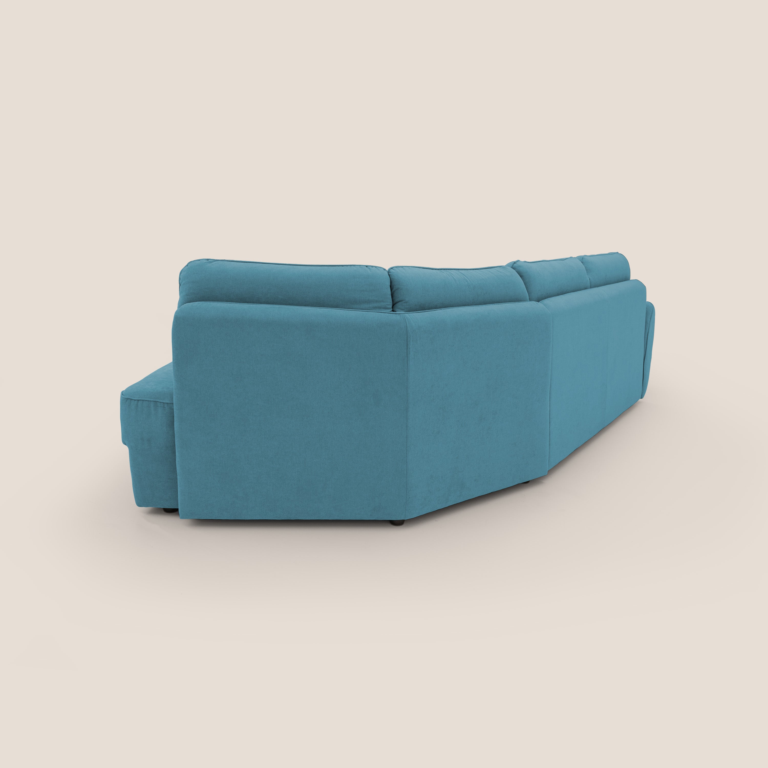 Zeus divano letto angolare con materasso H18 cm pouf mobile in tessuto impermeabile T02 - divani.store
