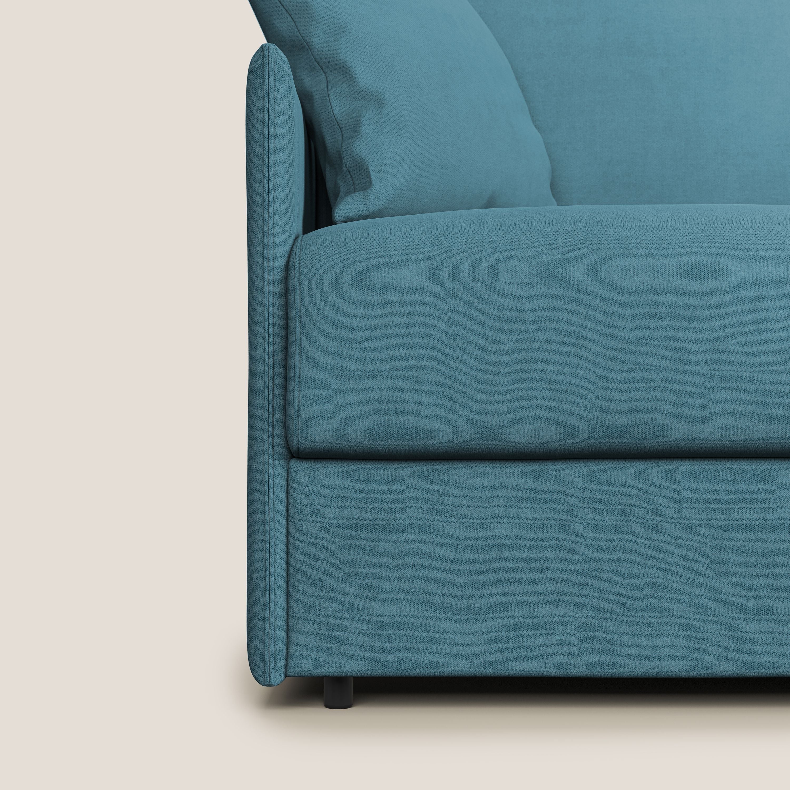 Evans Divano letto in morbido tessuto impermeabile T02 azzurro - divani.store