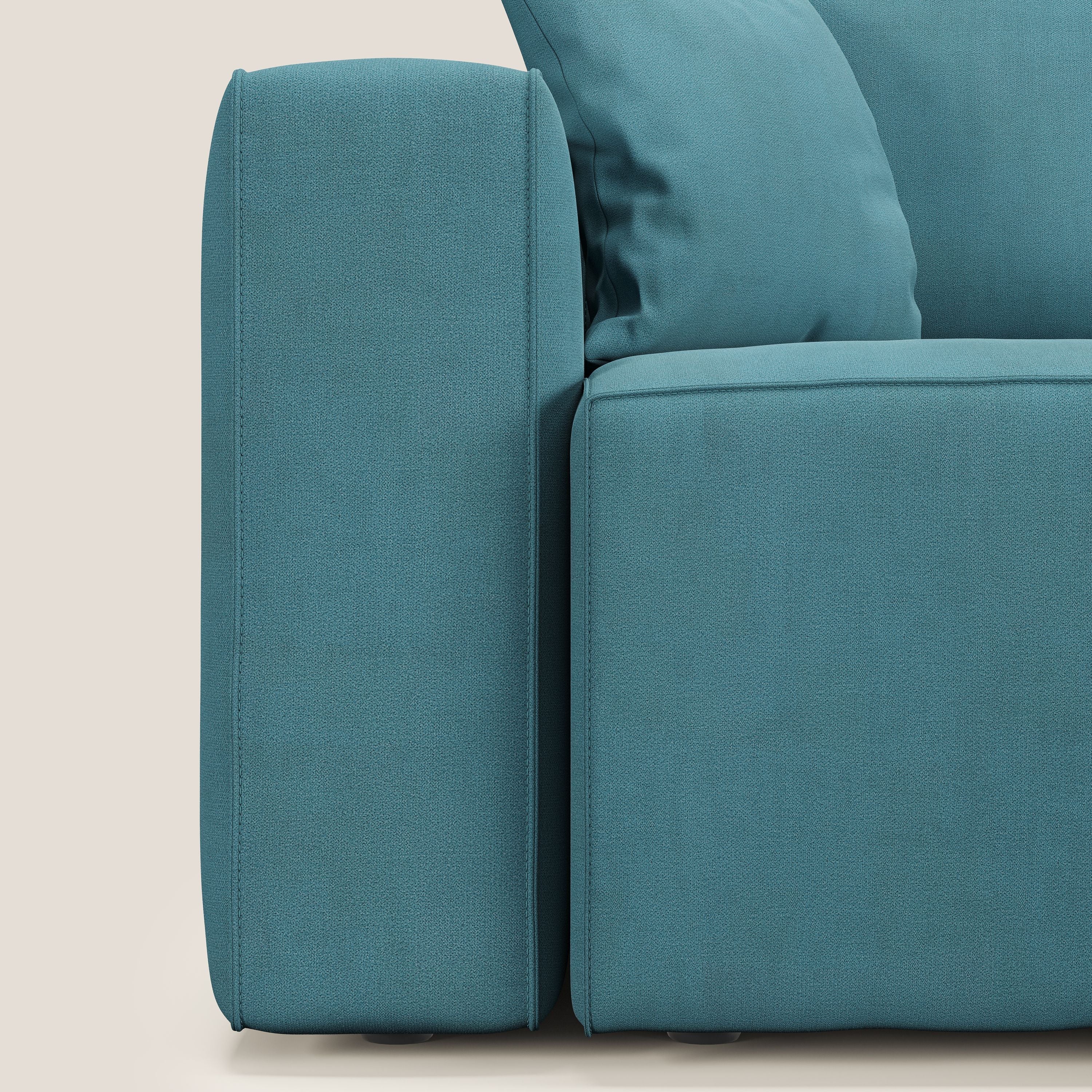Morfeo divano con 3 sedute estraibili in morbido tessuto impermeabile T02 azzurro - divani.store