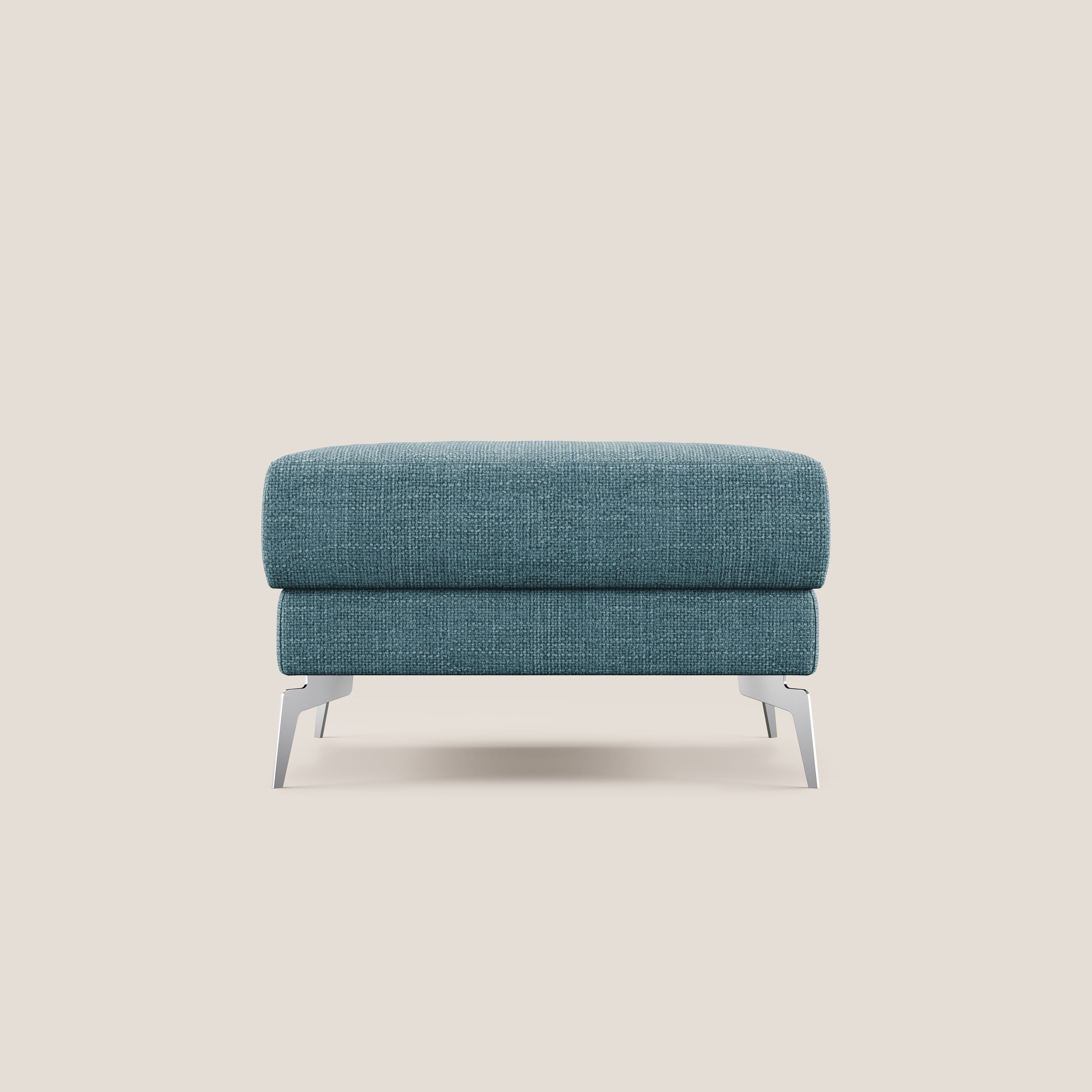 Star Pouf con piedini alti in tessuto impermeabile morbido intreccio T06 azzurro - divani.store