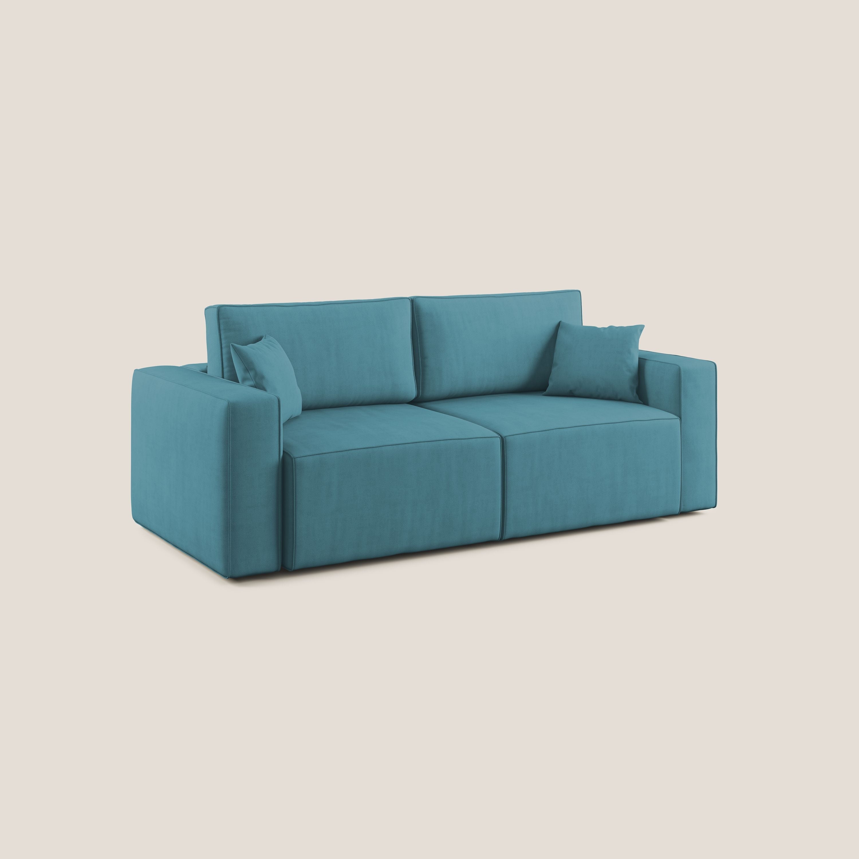 Morfeo divano con sedute estraibili in morbido tessuto impermeabile T02 azzurro - divani.store
