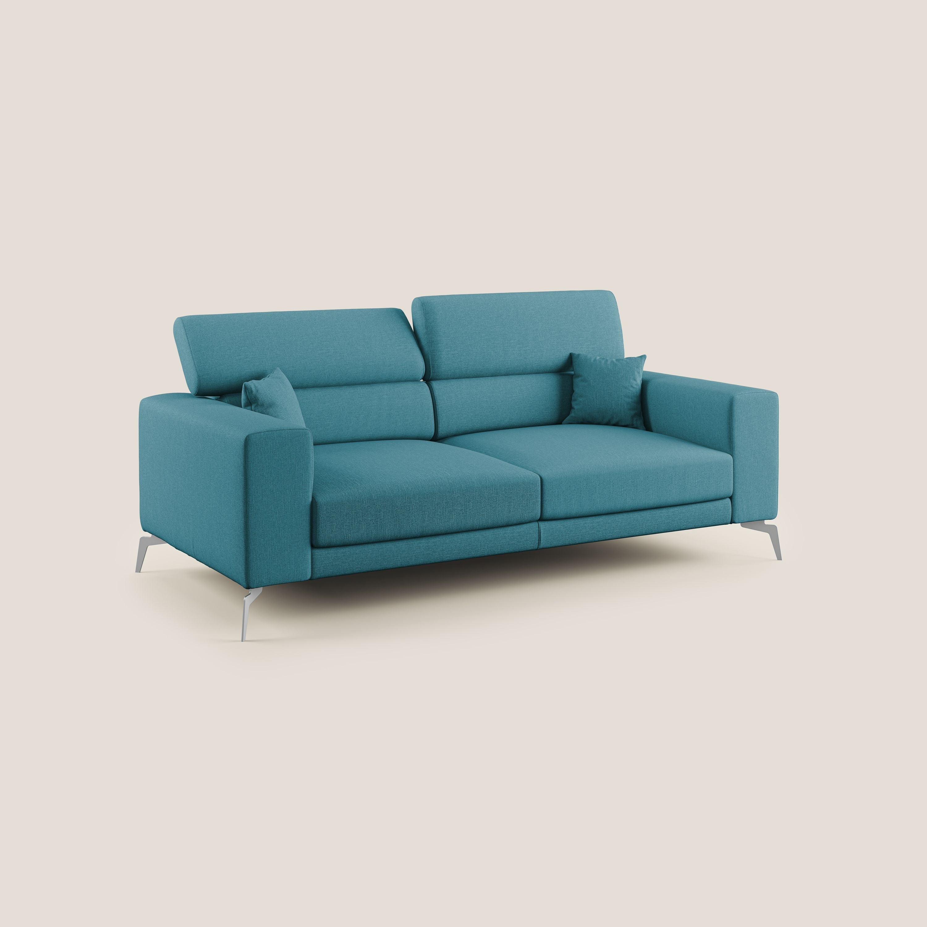 Blade Divano con poggiatesta reclinabili in tessuto impermeabile misto cotone T13 azzurro - divani.store