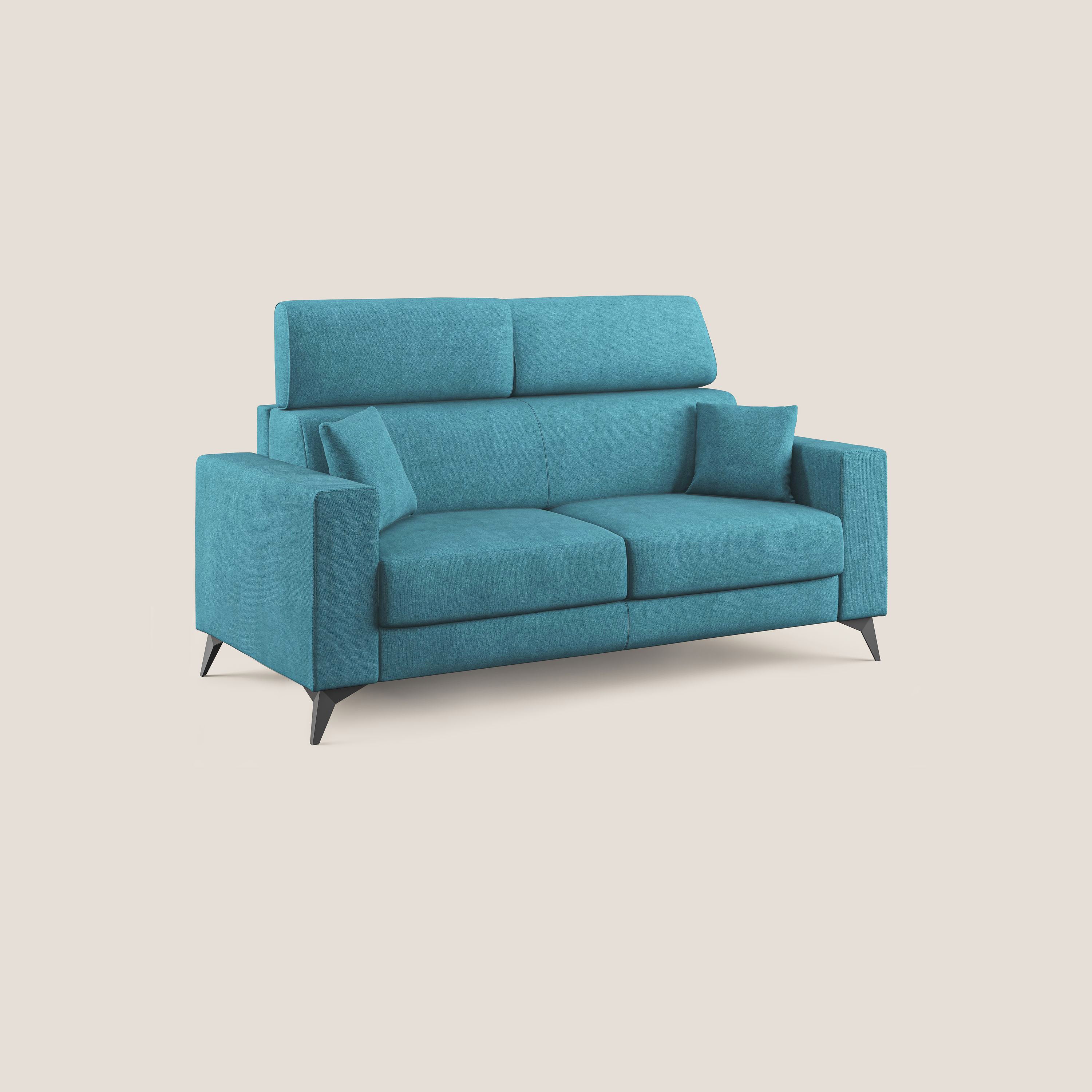 Pegaso divano letto con poggiatesta reclinabili e rivestimento T02 azzurro - divani.store