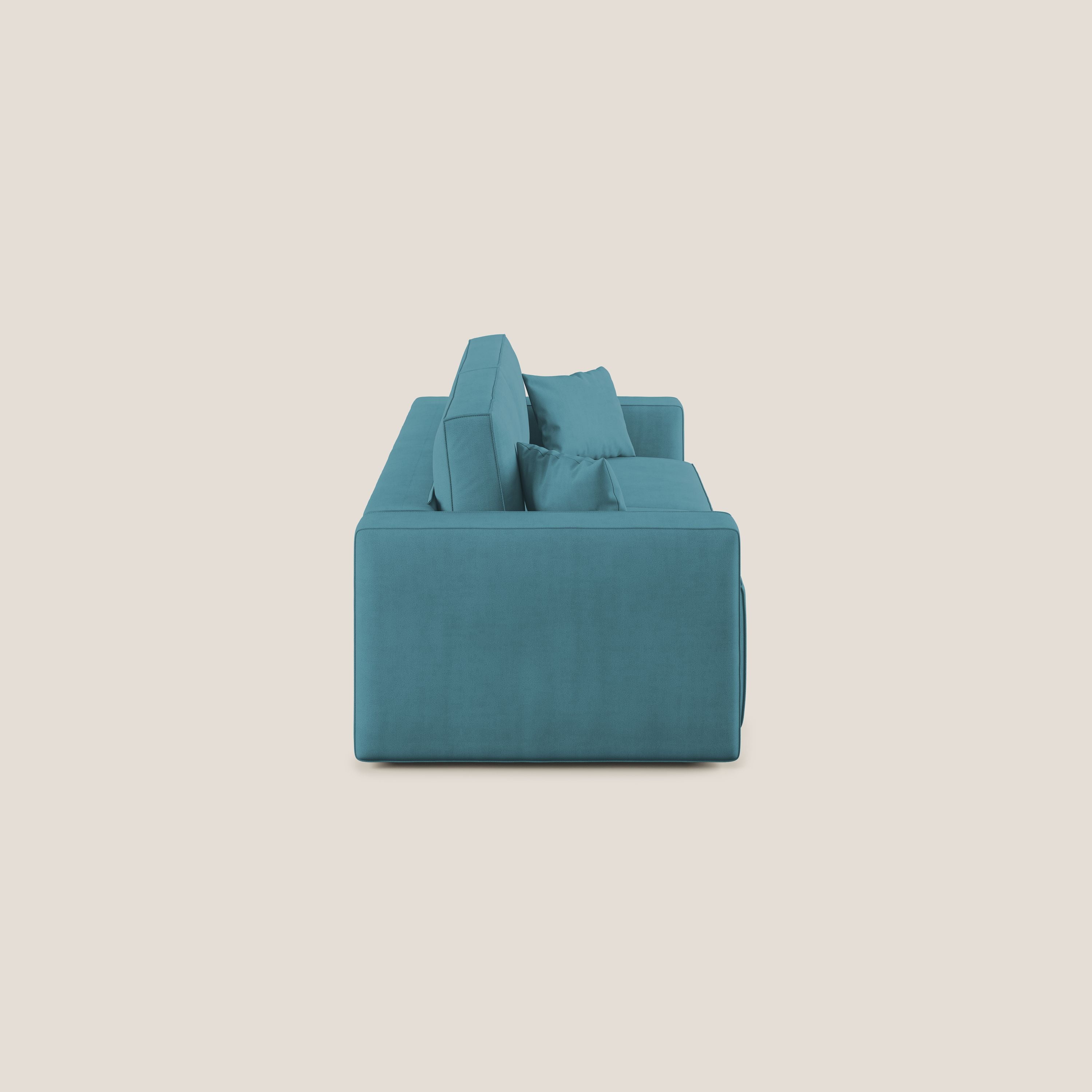 Morfeo divano con sedute estraibili in morbido tessuto impermeabile T02 azzurro - divani.store