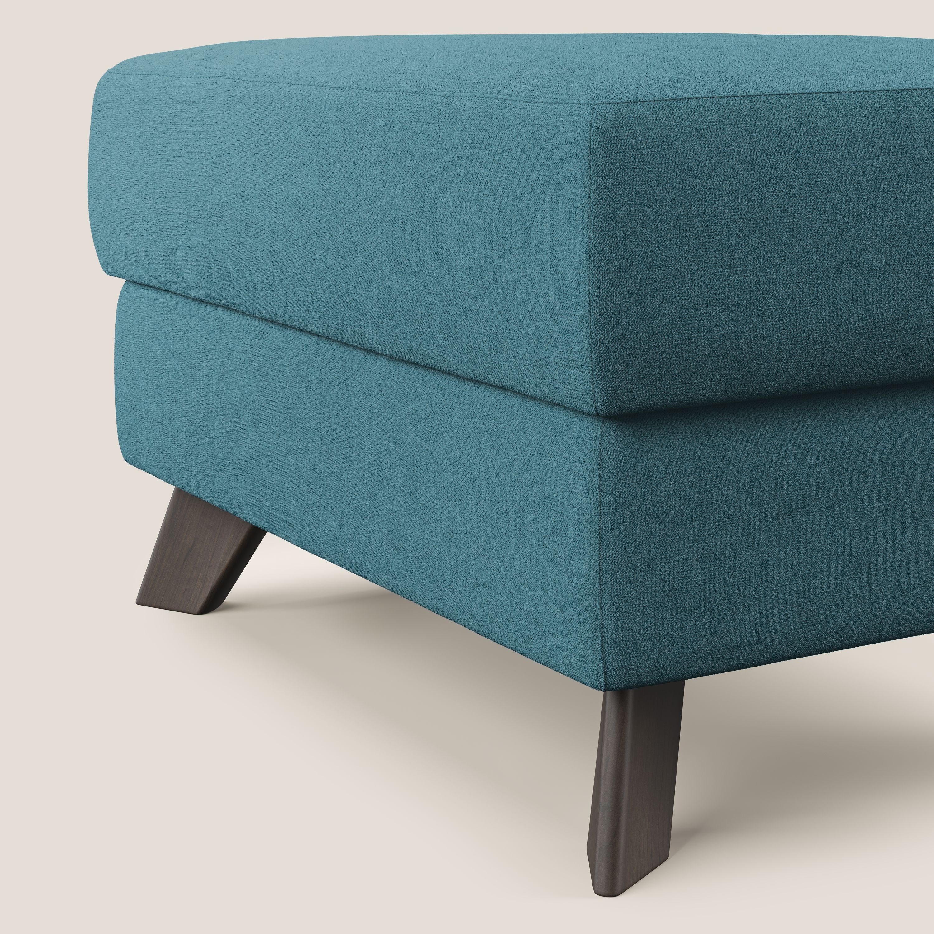 Moon Pouf contenitore e piedini alti in tessuto morbido impermeabile T02 azzurro - divani.store