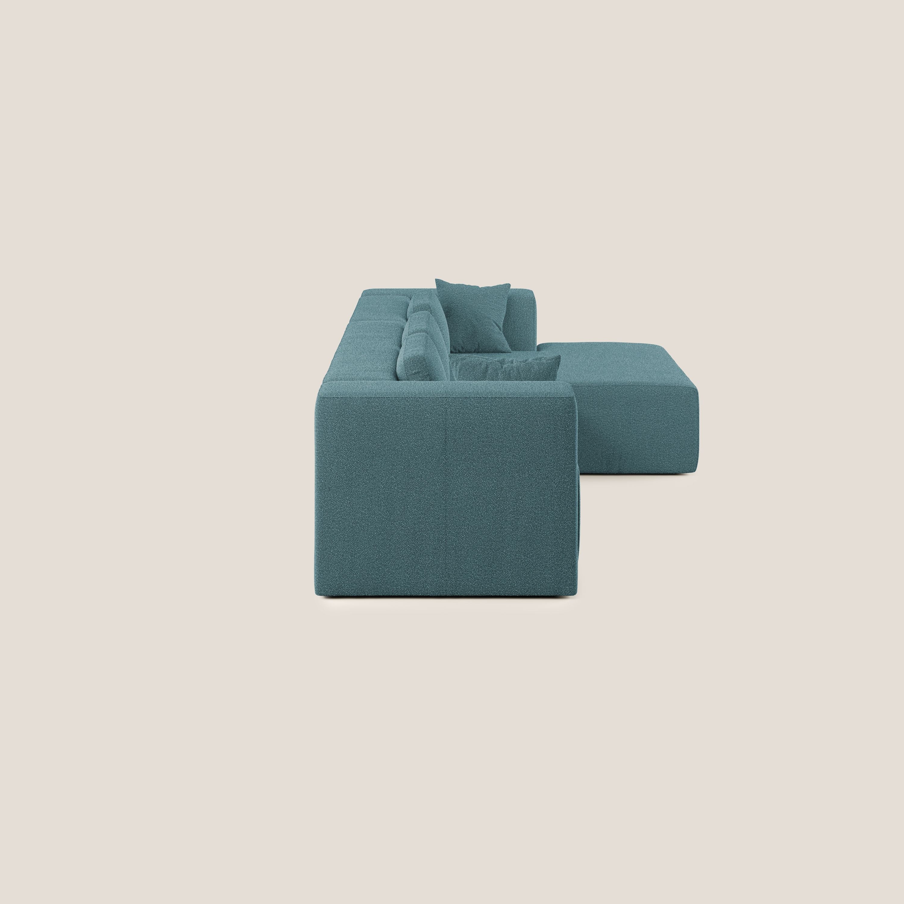 Nettuno divano angolare componibile in morbido tessuto bouclè T07 azzurro - divani.store