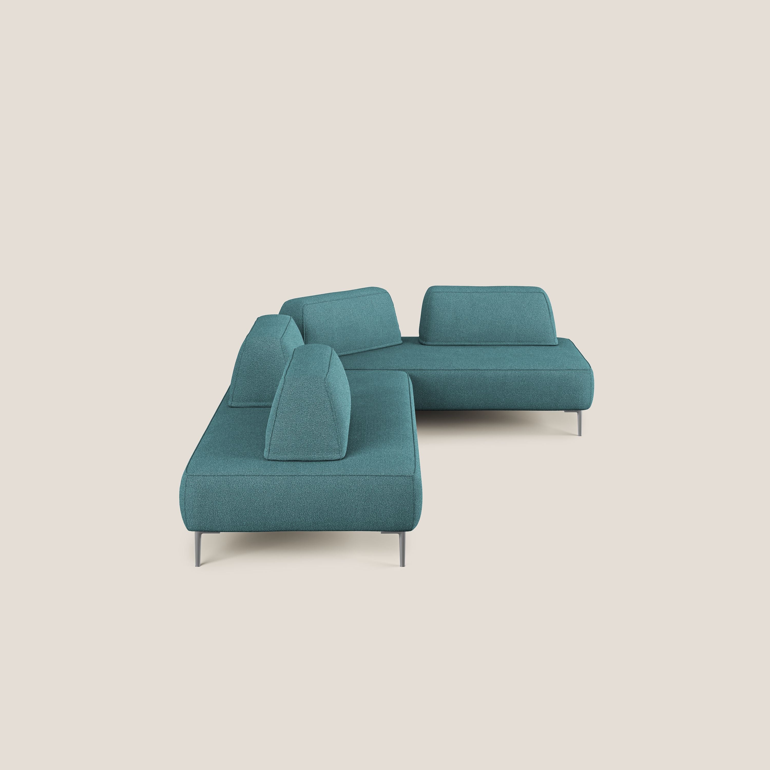 Newton divano angolare modulare con schienali movibili T07 azzurro - divani.store