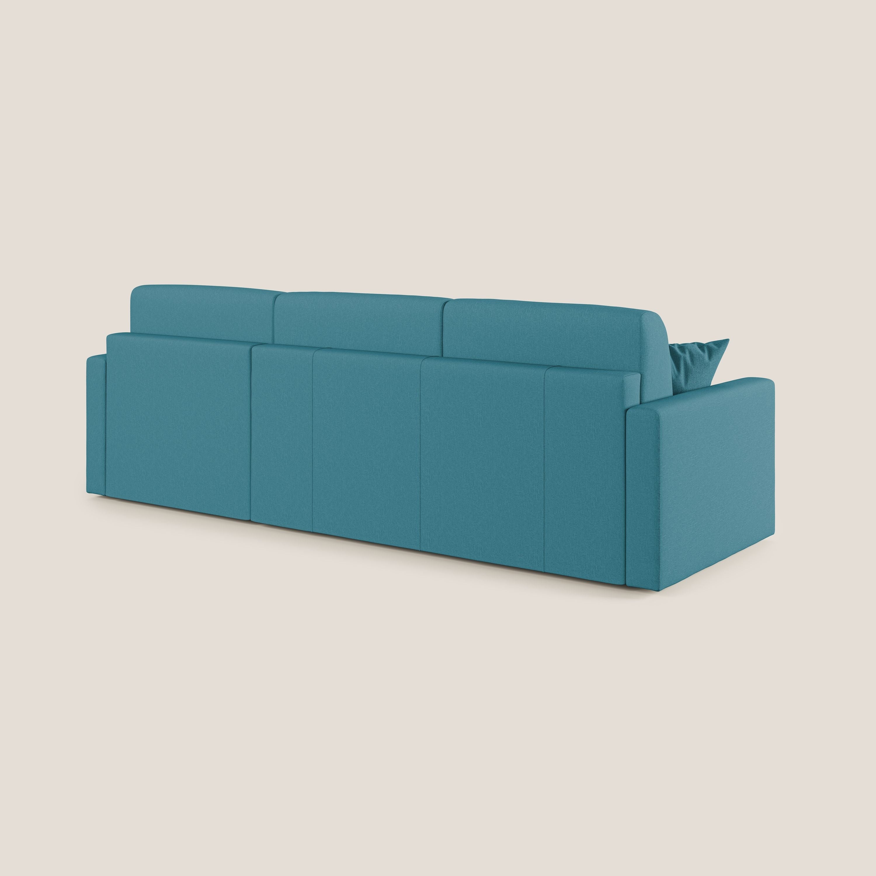 Chris Divano letto angolare 5 posti in tessuto impermeabile T13 azzurro - divani.store